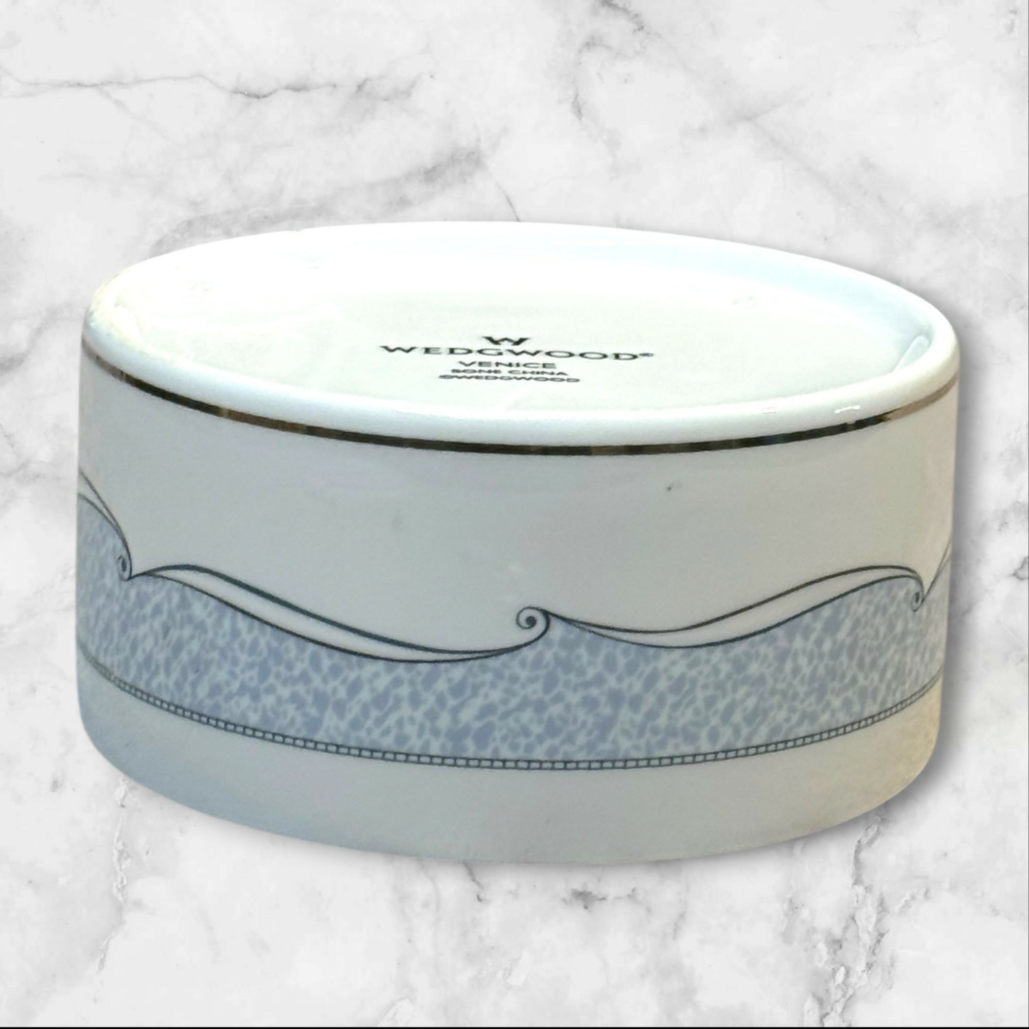 Wedgwood Venice Ring Box & Lid Blue White Bone China | Gently Used