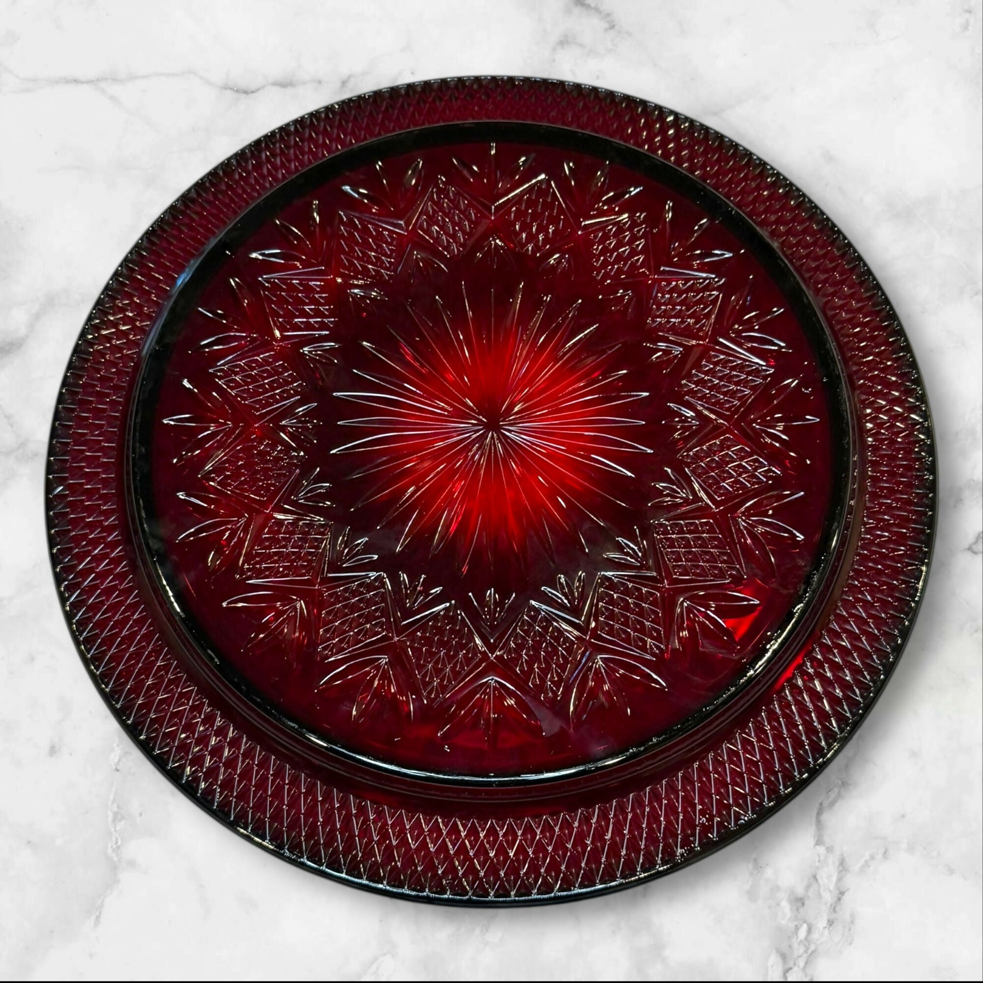 Cristal de Flandre Salzburg Ruby Glass Charger Plates | Set of 4 | Great Condition