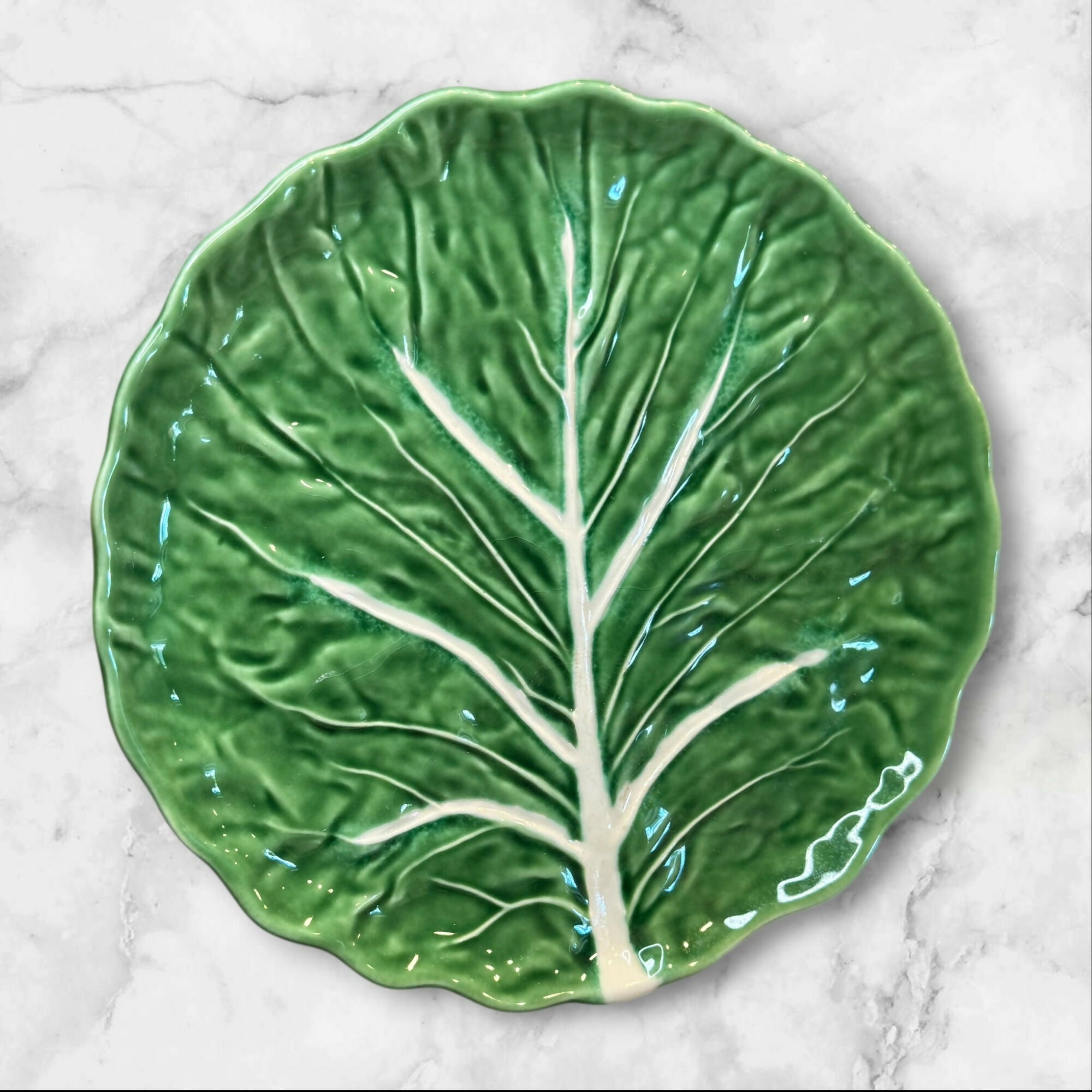 Olfaire Cabbage Leaf Green Dinner Plates Portugal | Set of 2 | Excellent