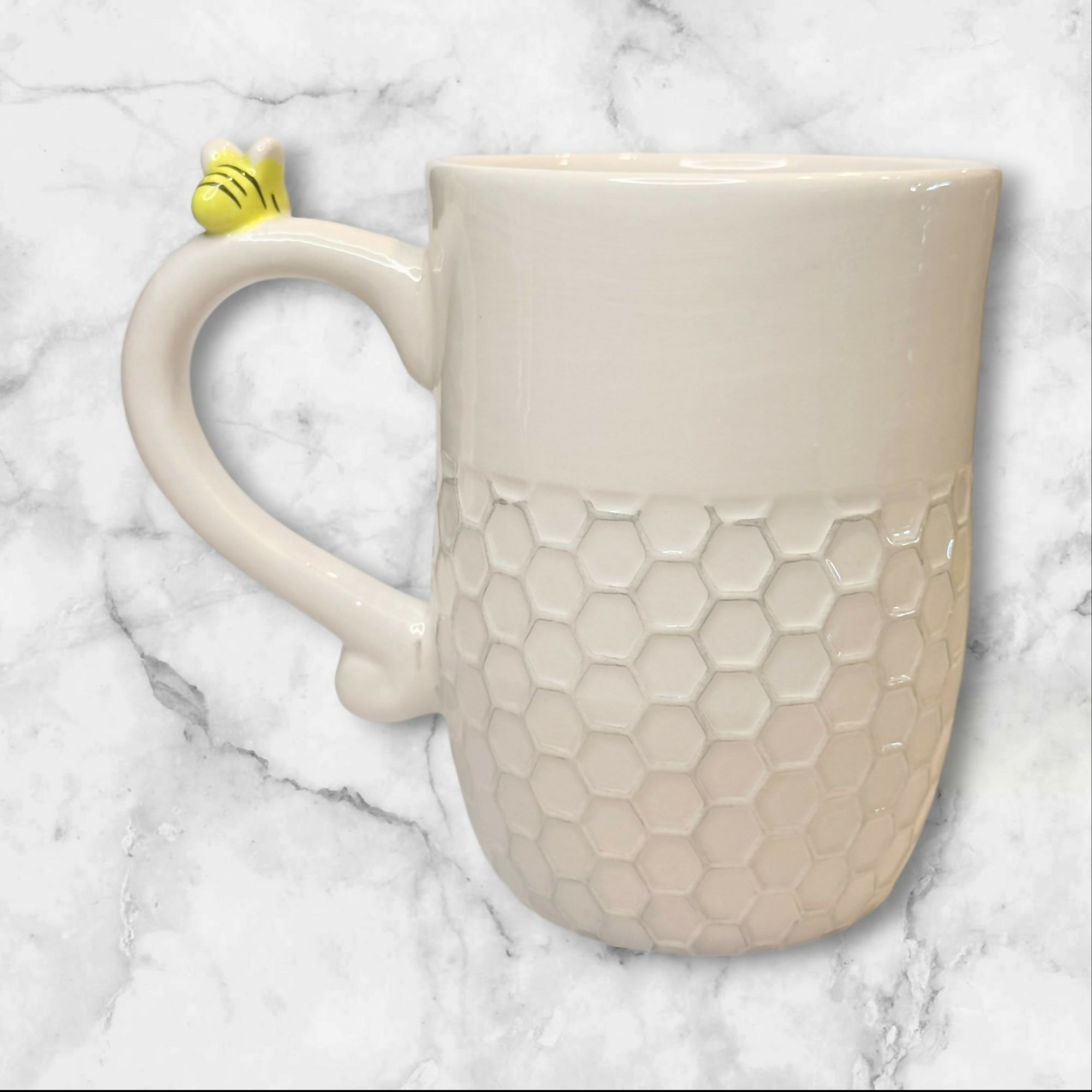 Busy Bee Honeycomb Coffee Mug | Embossed Ceramic Mug | Excellent Condition