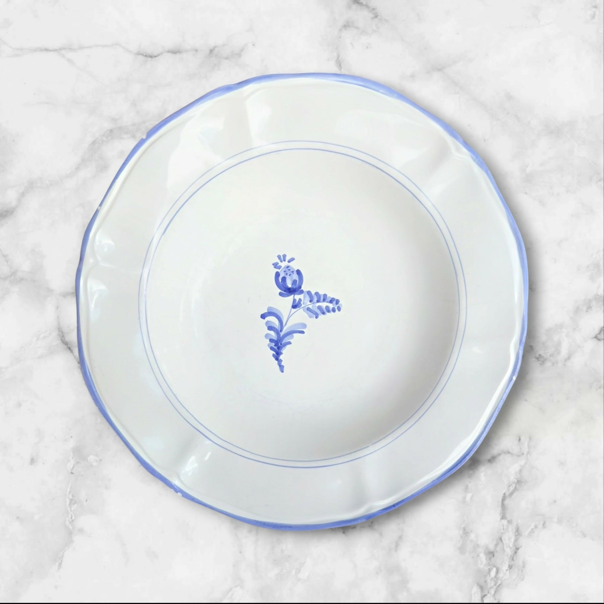 Crate & Barrel Italian Blue Floral Scalloped Bowls | Set of 4 | Rare