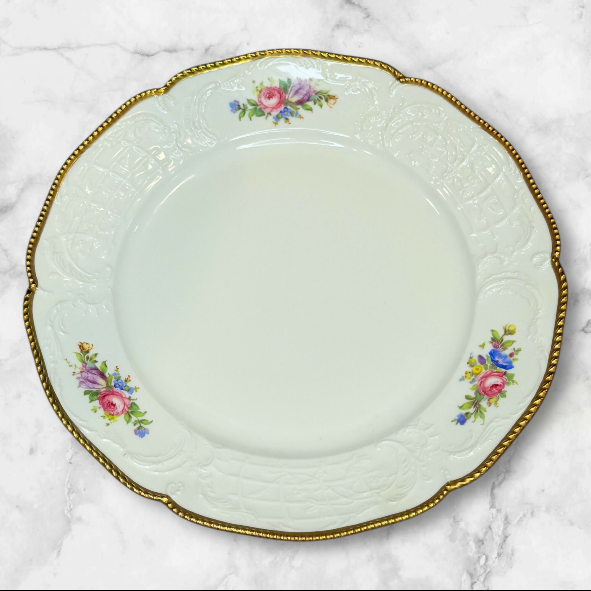 Rosenthal Sanssouci Ivory Gold Floral Dinnerware | Set of 8 | Excellent Condition