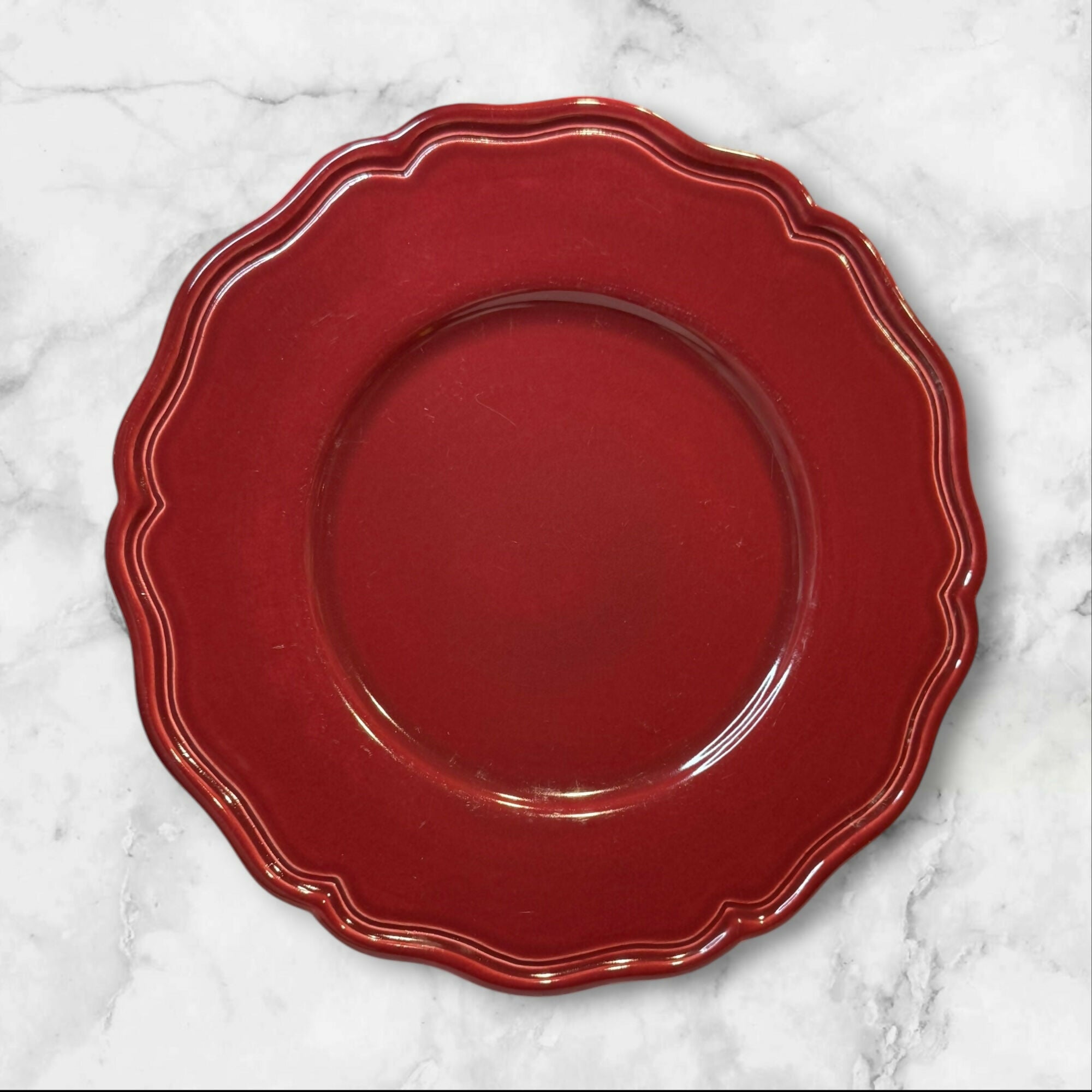 Bitossi Dossia Burgundy Glaze Dinner Plates | Set of 4 | Good Condition