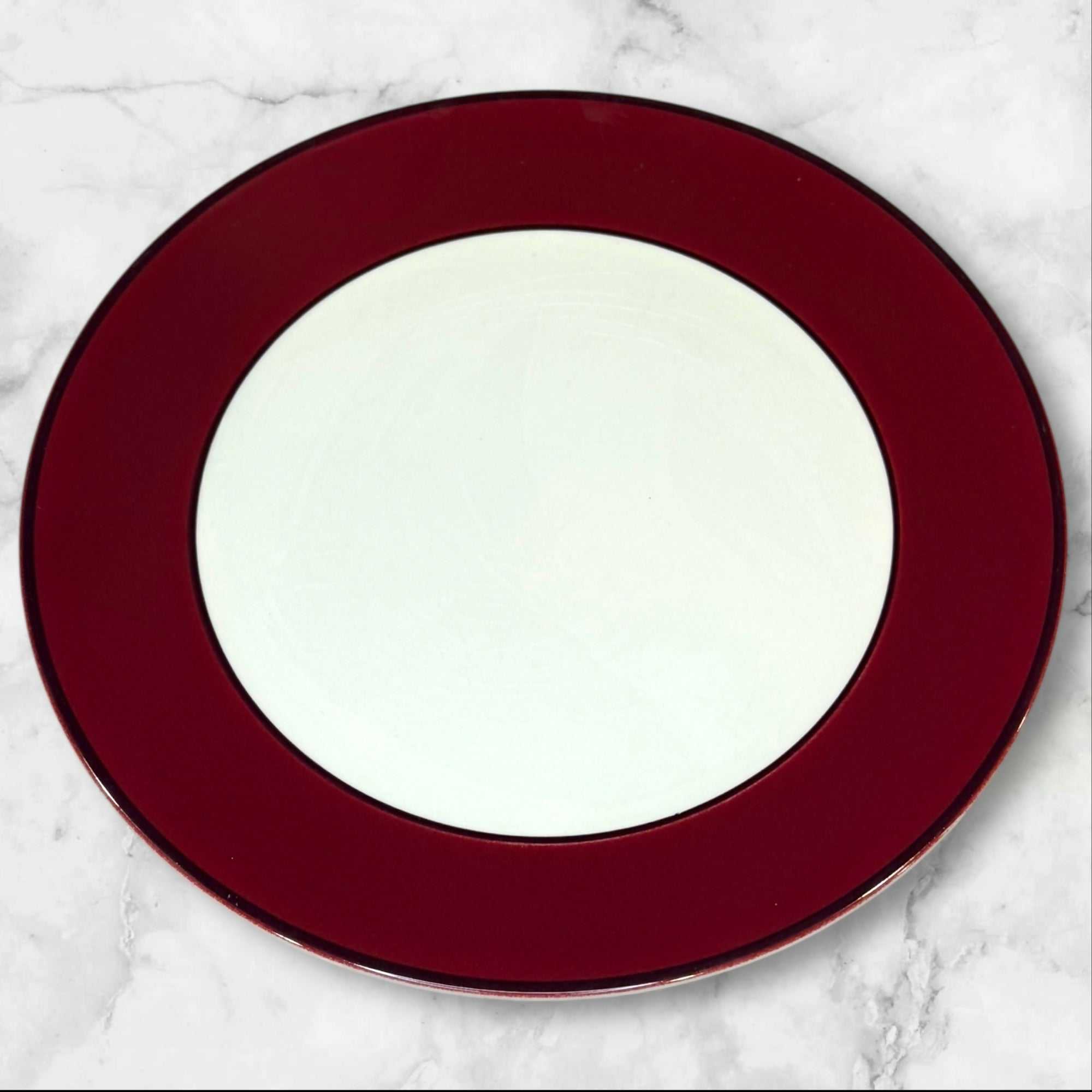 Pagnossin Treviso Maroon Rim Dinner Plates | Set of 4 | Good Condition