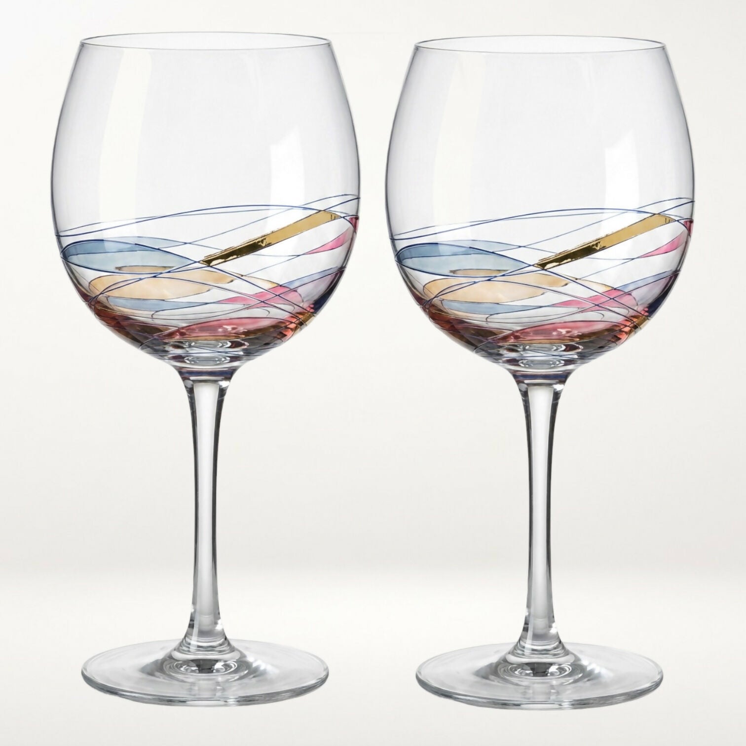 Artland Helios Hand Painted Wine Glasses | Set of 2 | Excellent Condition