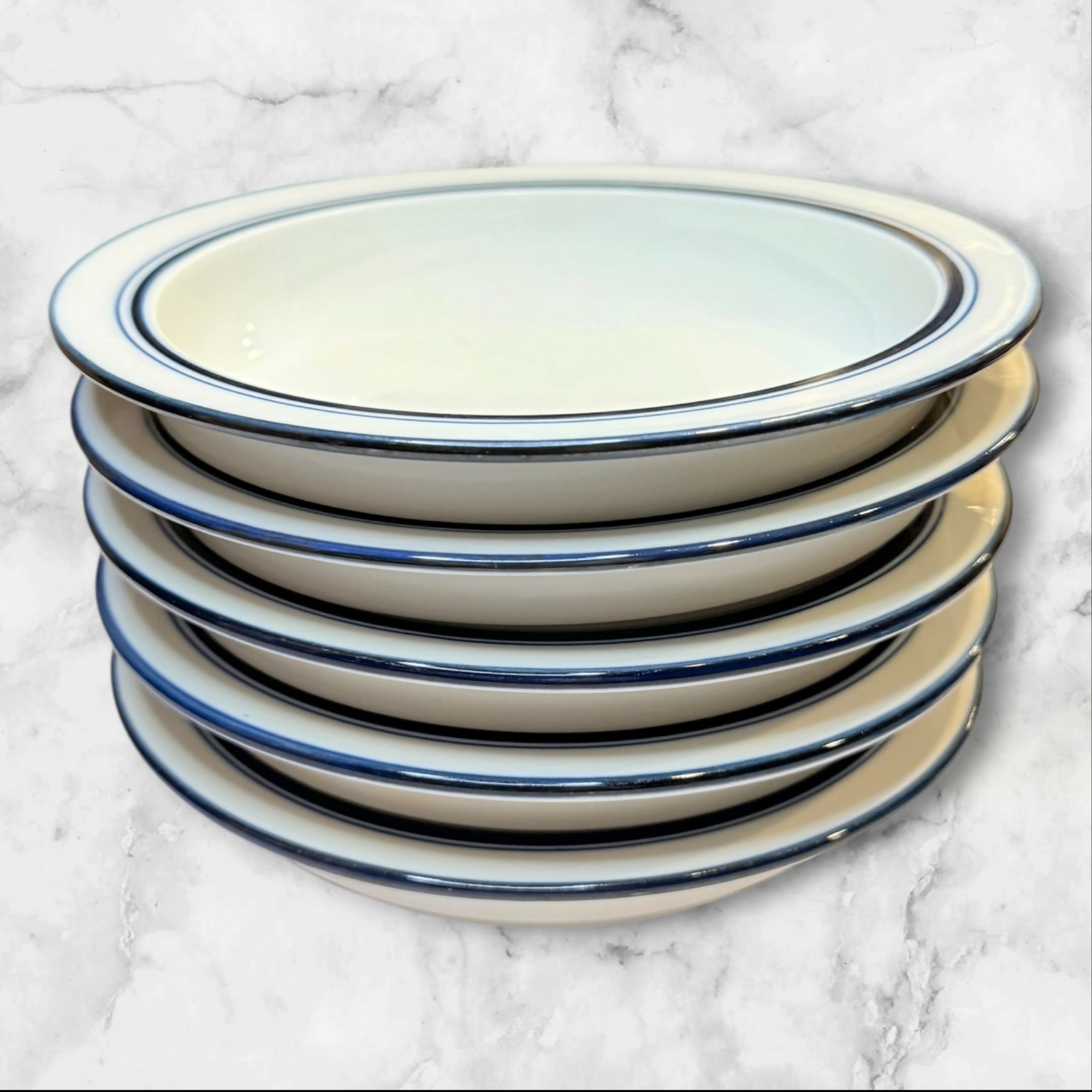 Dansk Christianshavn Blue Rim Soup Bowls | Set of 5 | Japan