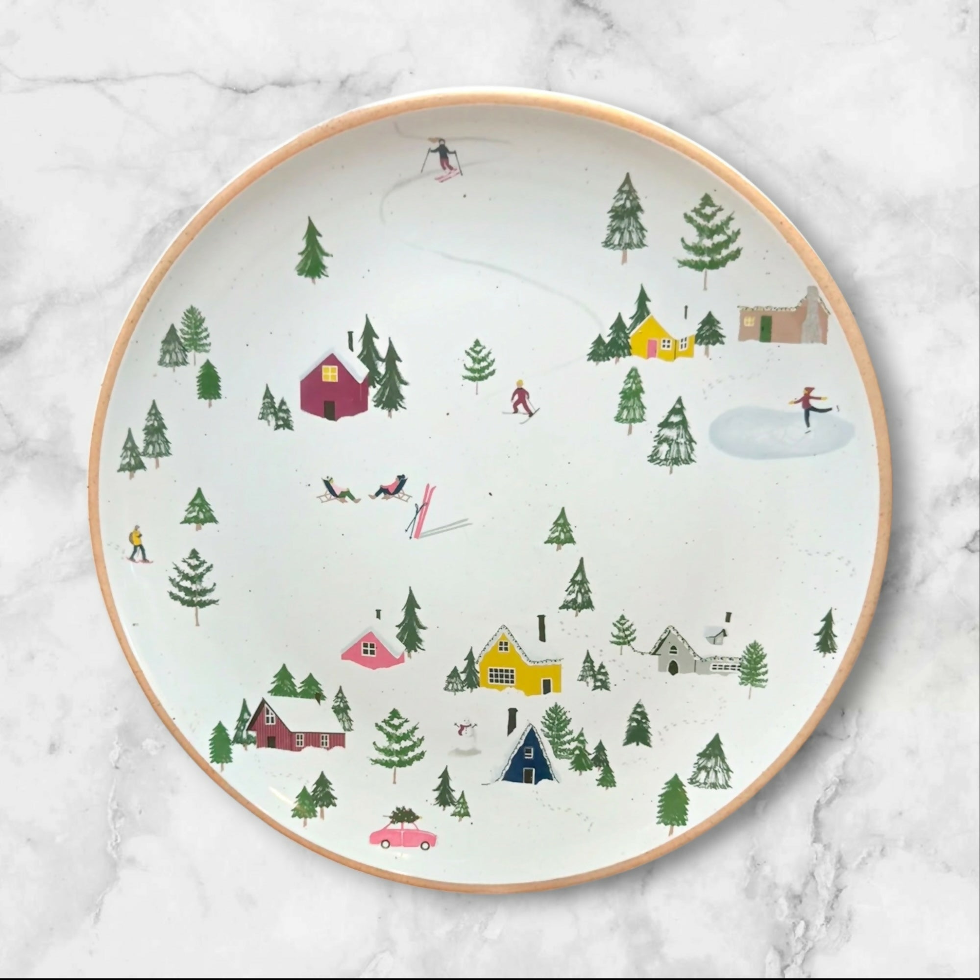 West Elm Holiday Skier Dinner & Salad Plates | Set of 8 | Excellent Condition