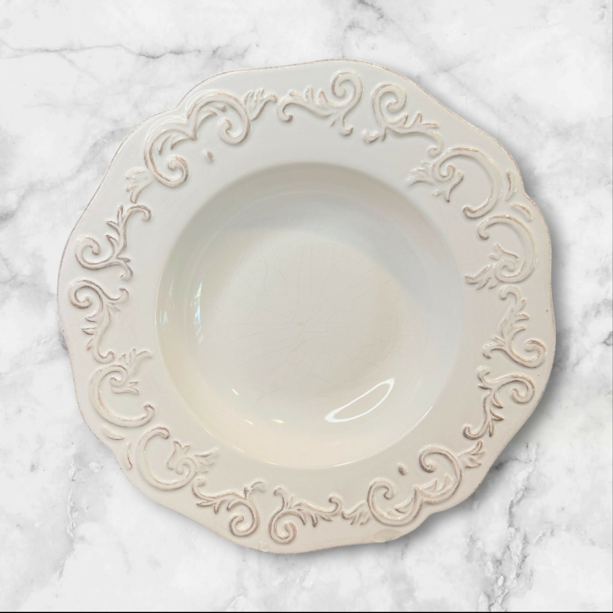 Sur La Table Baroque Embossed Pasta Bowls | Set of 6 | Gently Used