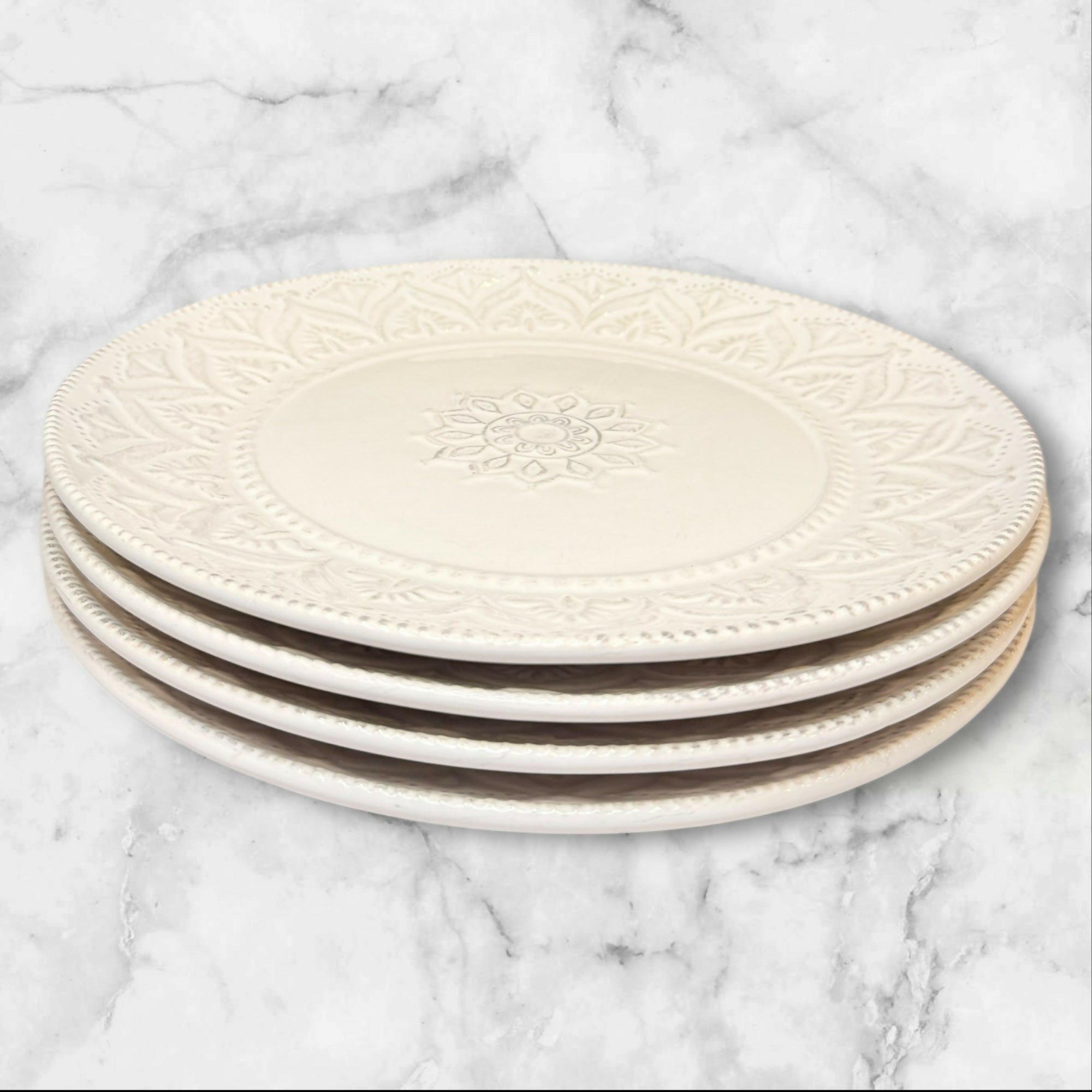 Pier 1 Chateau Clair White Dinner Plates | Set of 4 | Good Condition