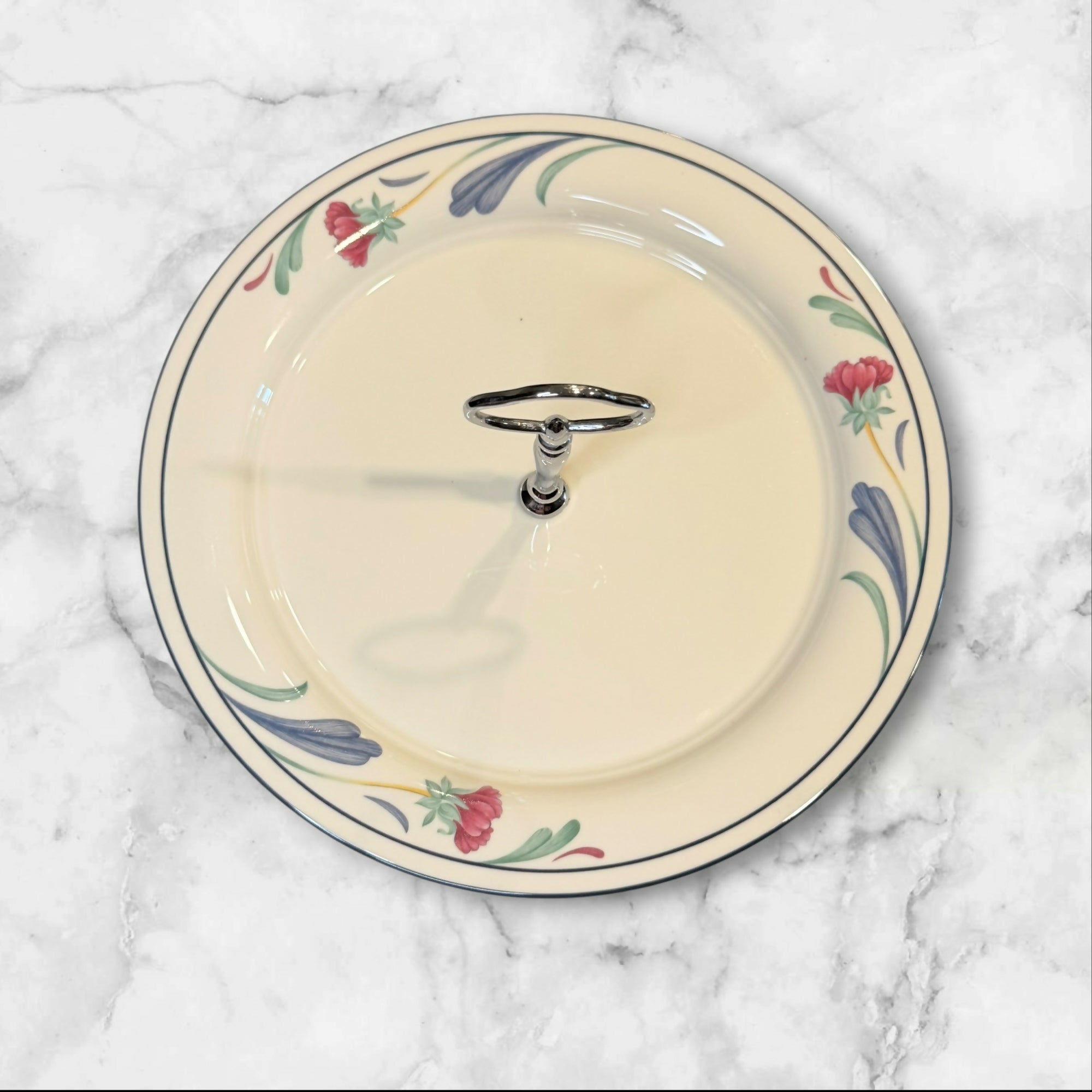 Lenox Chinastone Poppies on Blue Tidbit Serving Tray | Excellent Condition