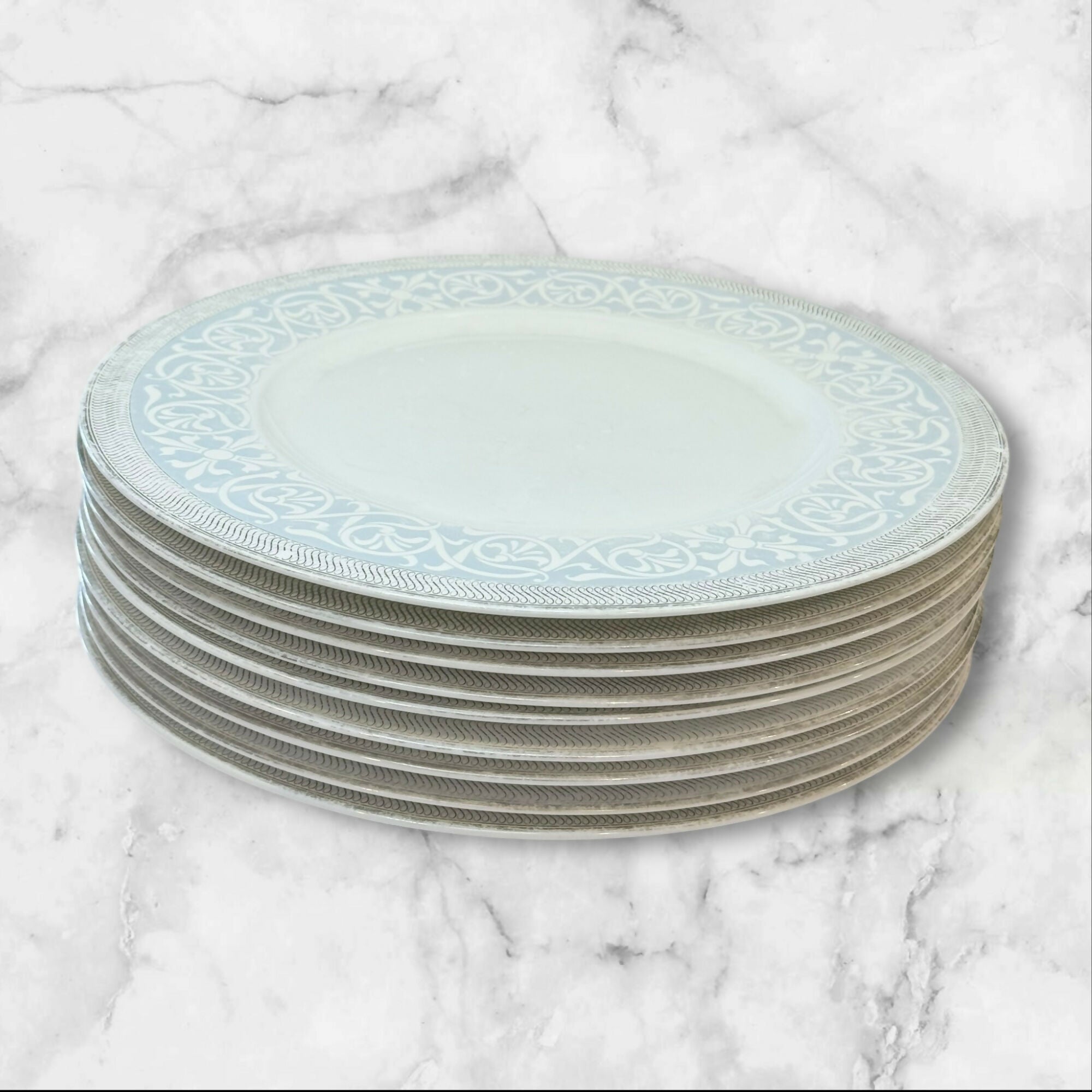WhitePeony Fine Bone China Dinner Plates 10.75” | Set of 9 | Gently Used