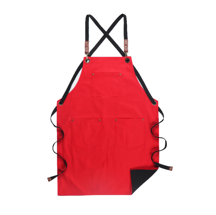 Anypron Red Black Cooking Apron for Men Women Chef Cafe Workwear