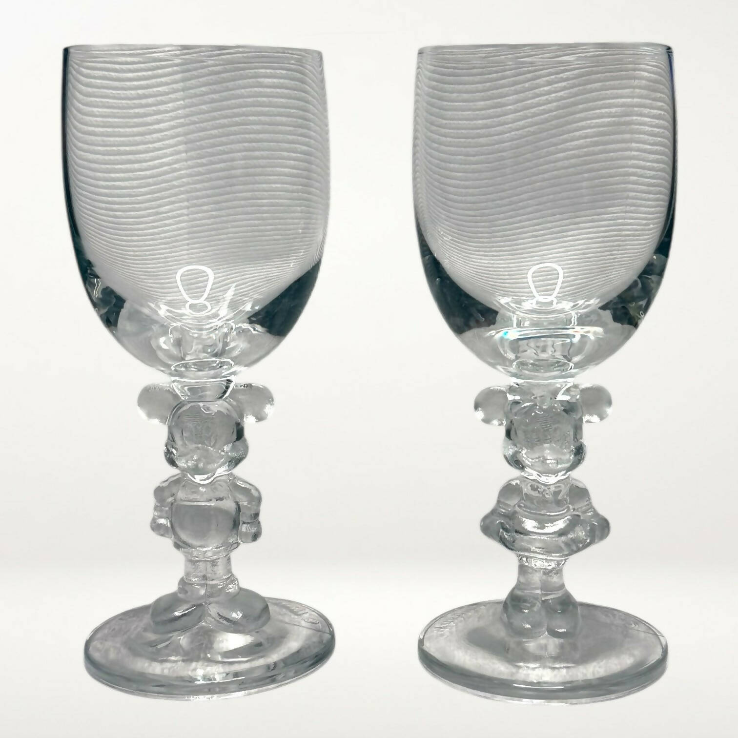 Disney Mickey & Minnie Stemmed Glasses | Set of 2 | Collectible | Excellent Condition