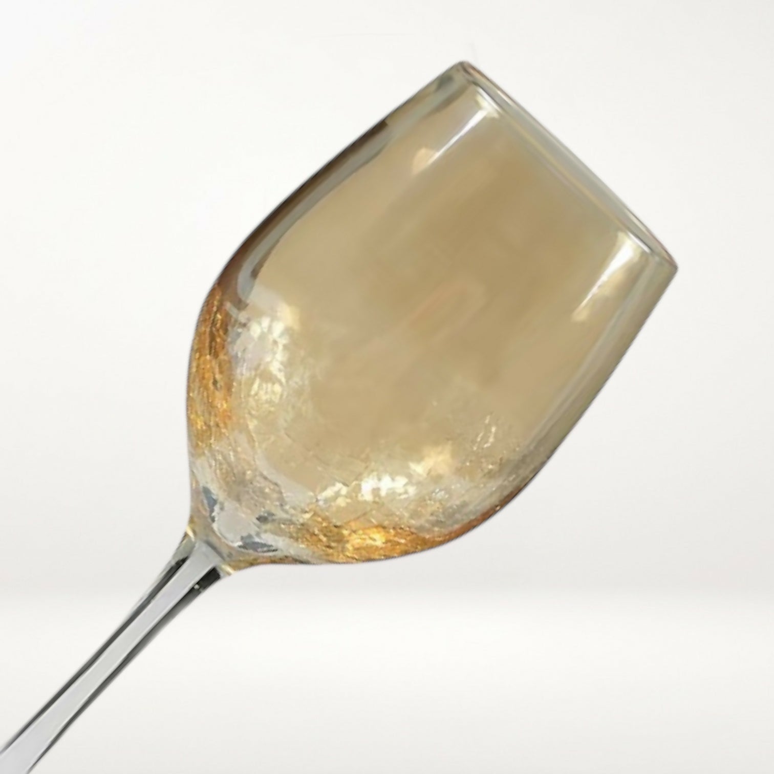 Pier 1 Amber Crackle Golden Luster White Wine Glasses | Set of 2 | Excellent