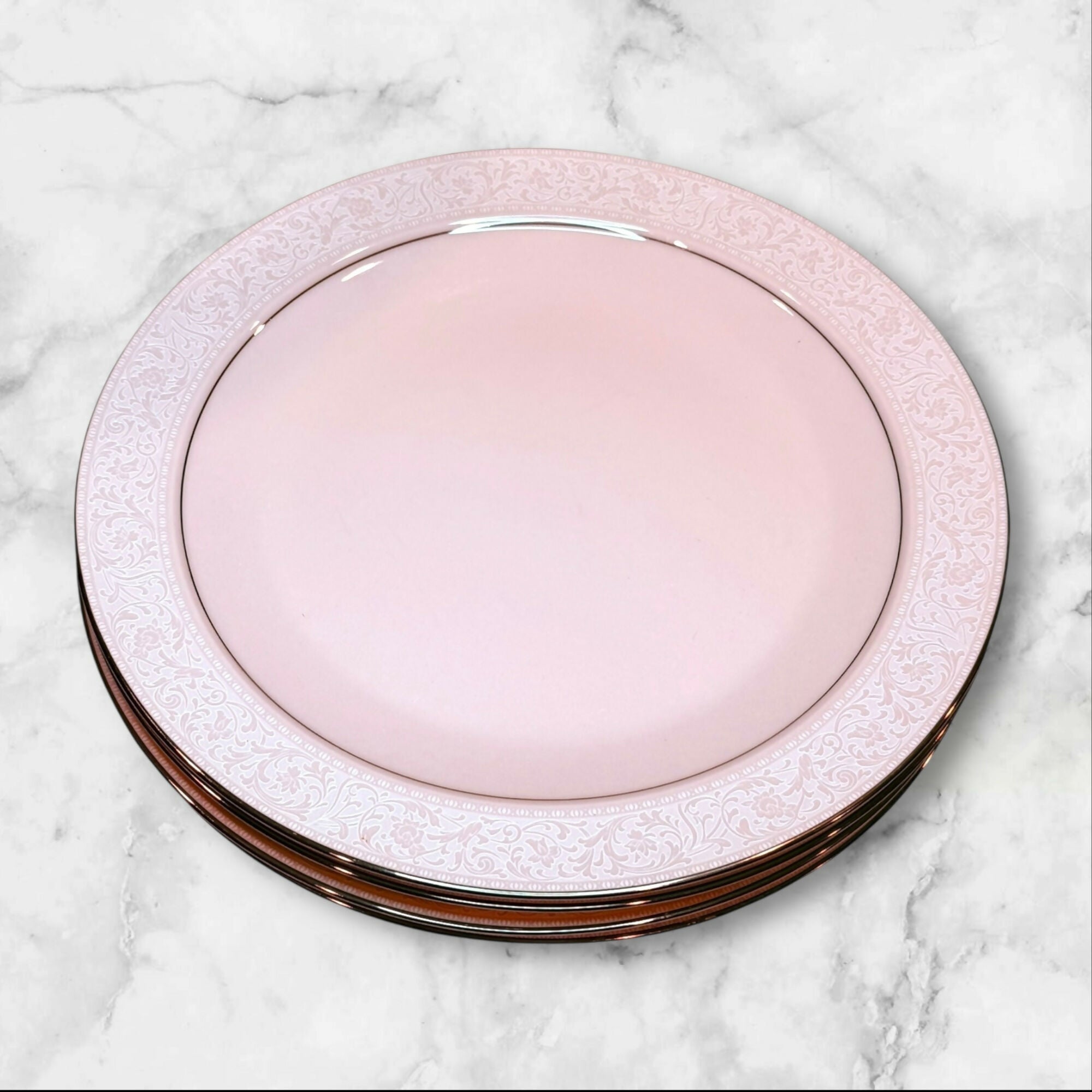 Noritake Always Pink Platinum Rim Salad Plates | Set of 4 | Excellent Condition