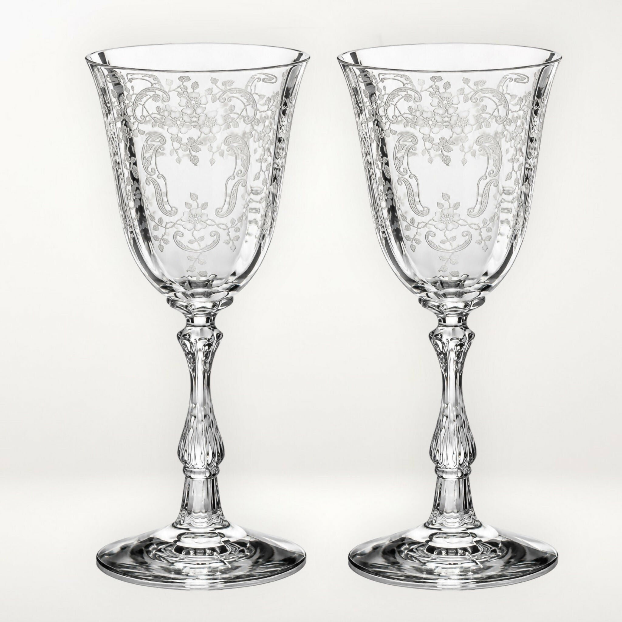 Fostoria Meadow Rose Clear Water Goblets | Set of 4 | Excellent Condition