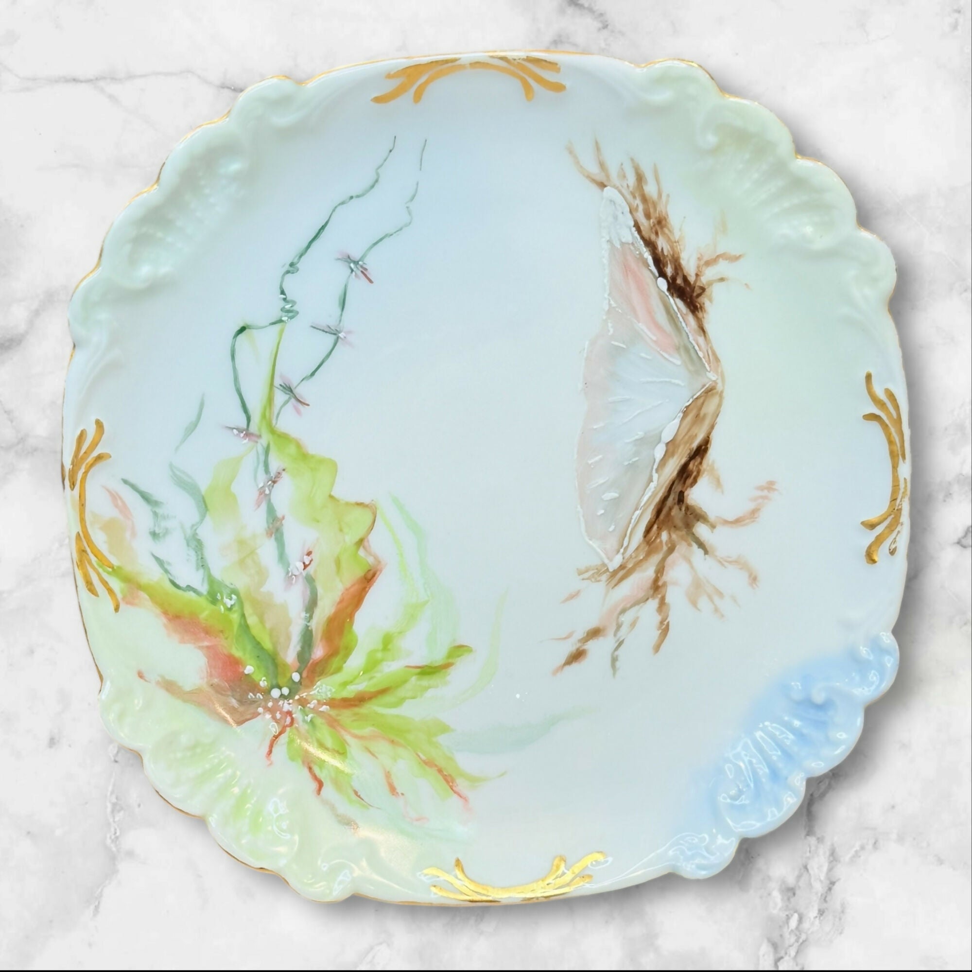 Antique Haviland Limoges Elite Hand Painted Seashell Plates | Set of 7 | Excellent Condition