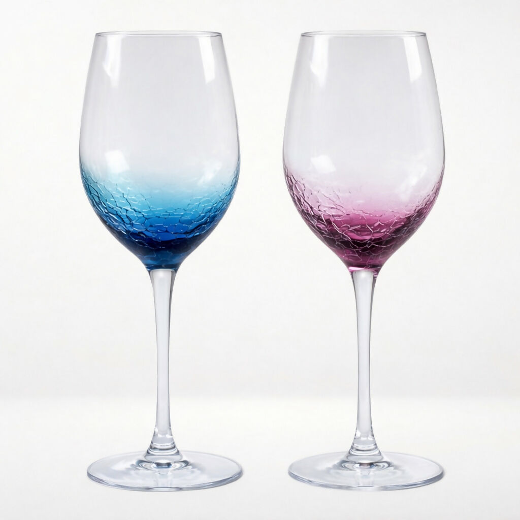 Pier 1 Crackle White Wine Glasses Purple & Teal | Set of 2 | Excellent Condition