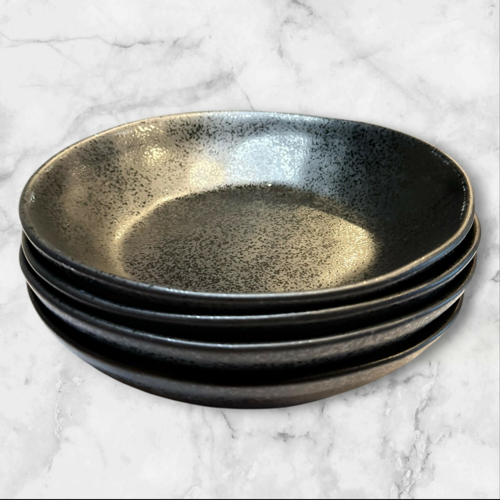 Crate & Barrel Marin Matte Black Pasta Bowls | Set of 4 | Excellent Condition