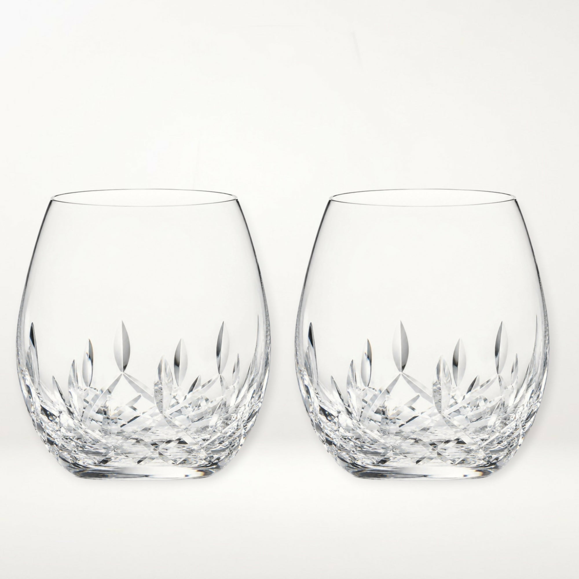 Hand Cut Blown Glass Stemless Wine Glass | Clear Crystal Style | Excellent