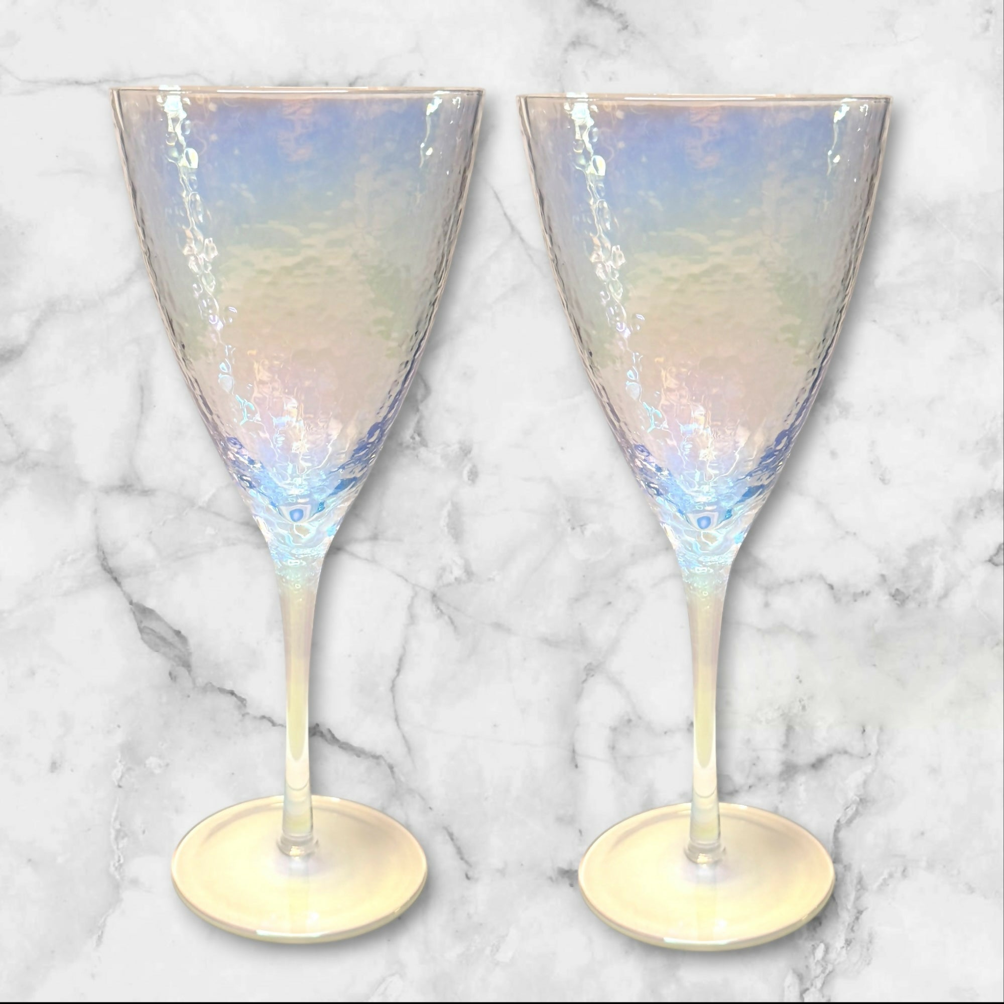 Anthropologie Iridescent Luster Wine Glasses Set of 2 | Elegant Stemware