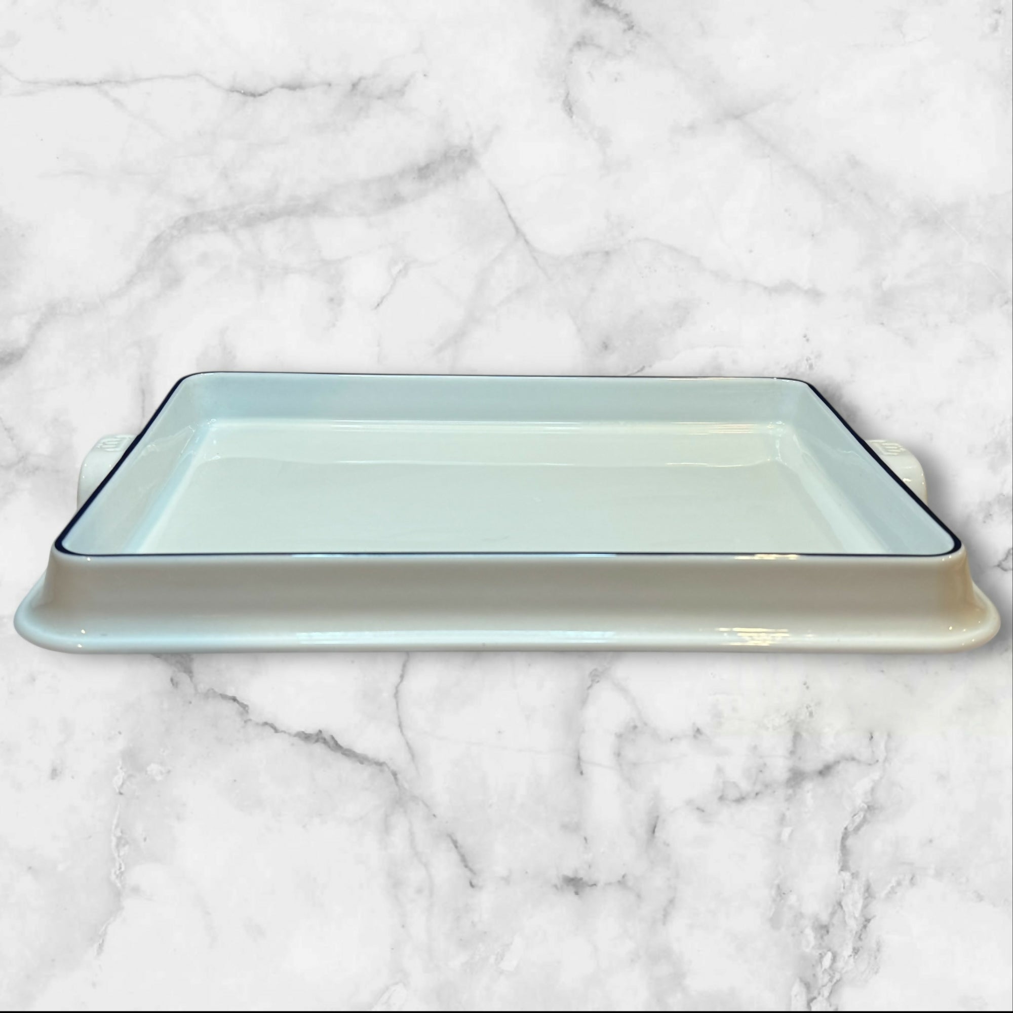 Made In France Rectangular Baking Dish | White Enamel | Excellent Condition