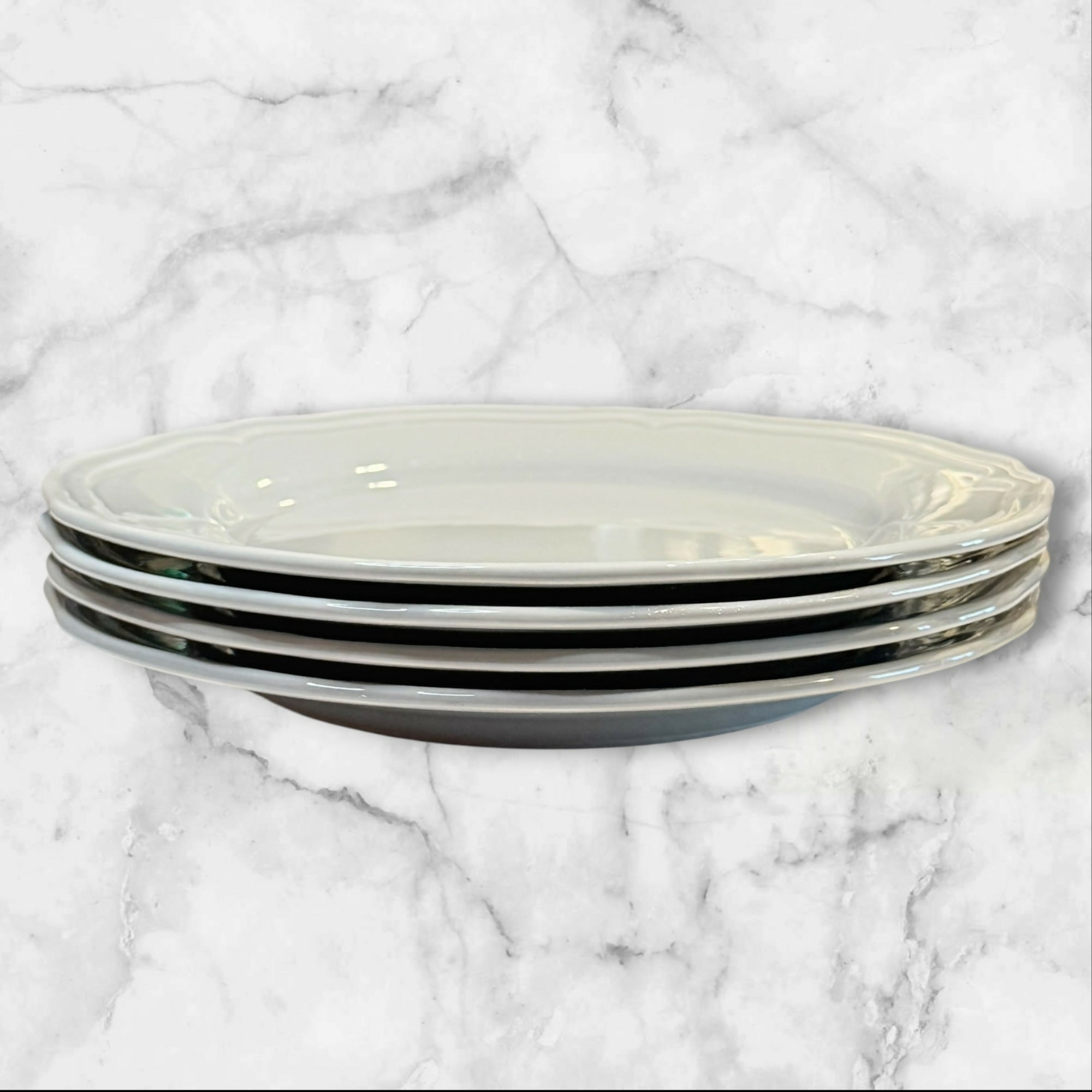 IKEA Arv Gray Scalloped Dinner Plates Set of 4 Portugal Excellent Condition