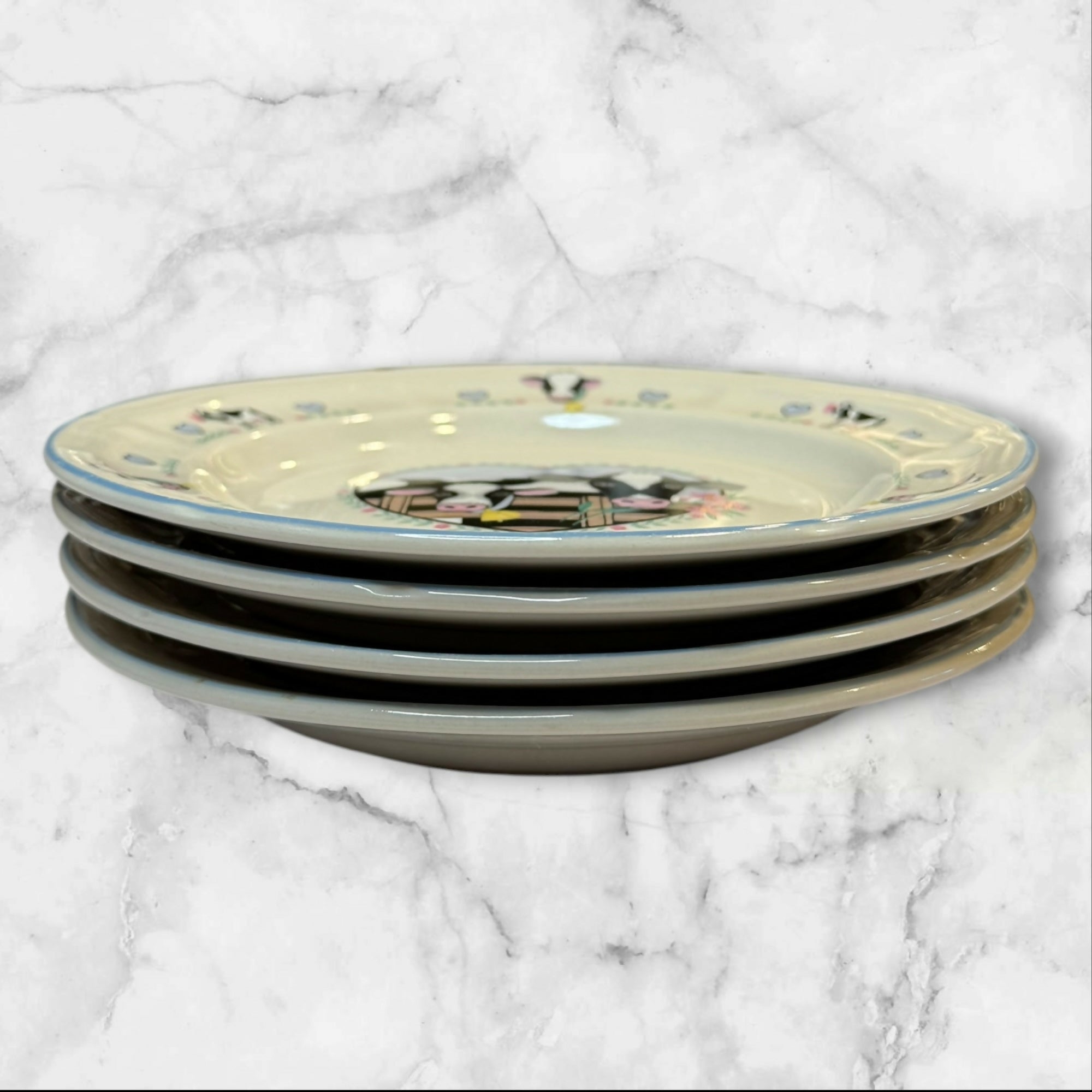Tienshan Country Cow Salad Plates | Set of 4 | Gently Used Condition