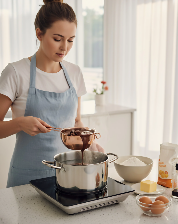 Anygleam Melting Pot 2Pcs Rose gold Chocolate Melt Cookware Kitchen Heating Container Milk Bowl Baking Tool Kitchenware