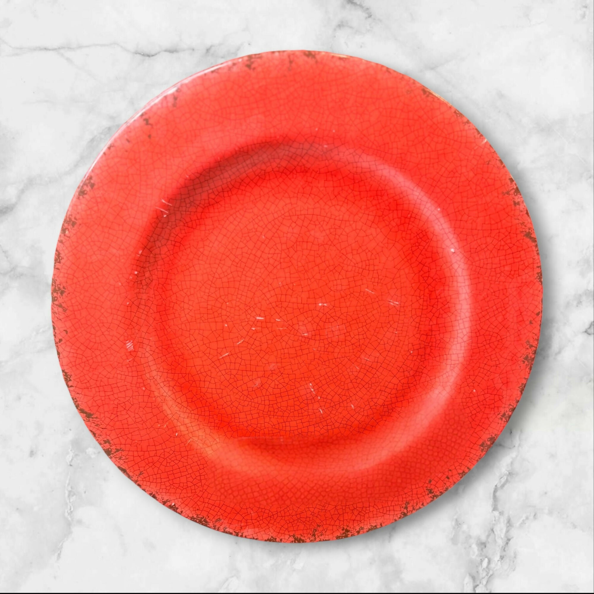 Coral Crackle Melamine Dinnerware Set | 8 Pieces | Decent Condition