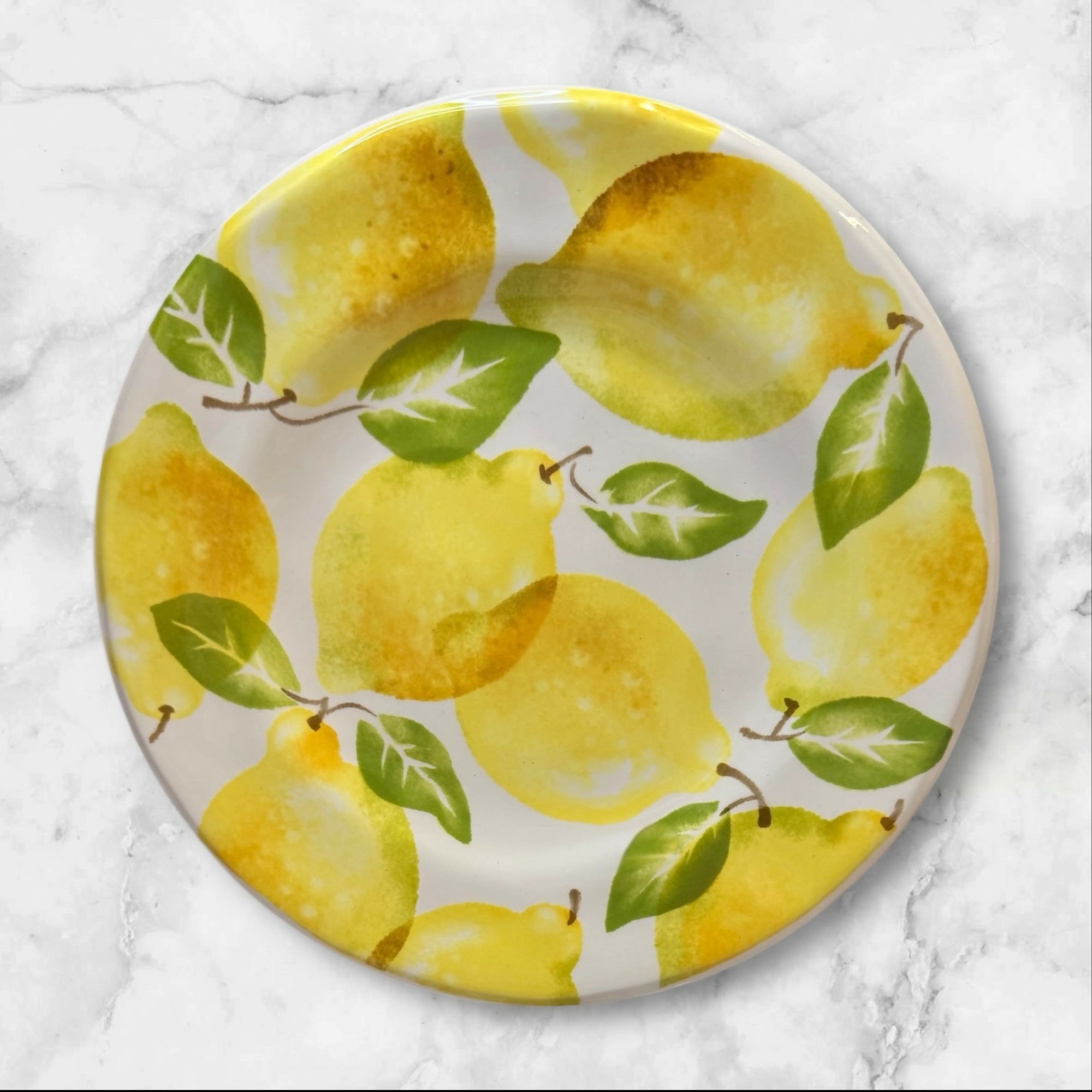 Pier 1 Lemon Salad Plates Set of 4 | 8.5” Citrus Fruit Dinnerware