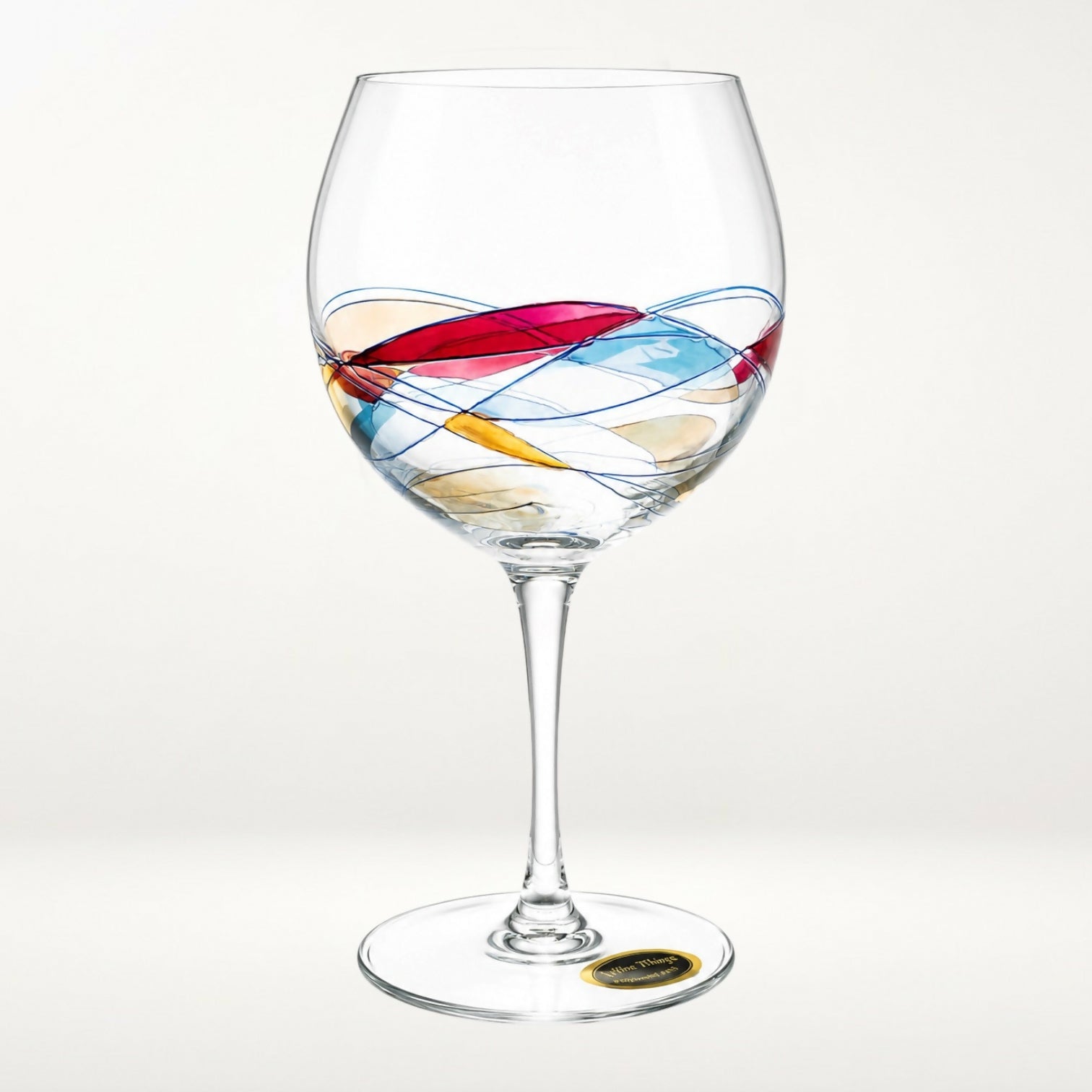 Wine Things Milano Style Stained Crystal Wine Glasses | Set of 4 | Excellent Condition