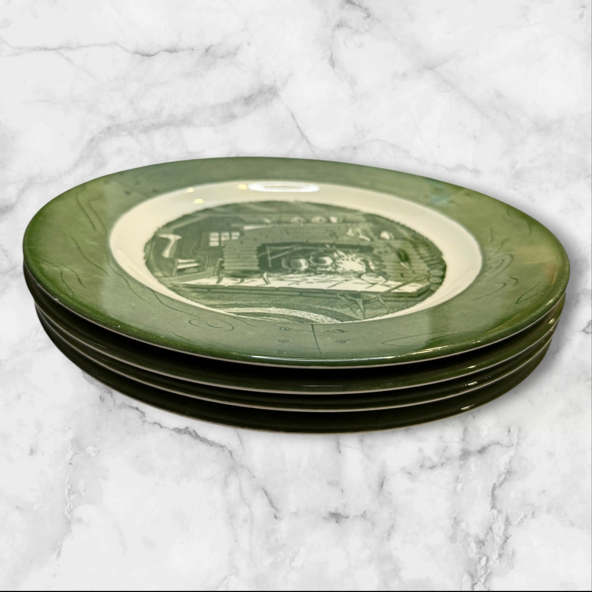 Royal Ironstone Colonial Homestead Dinner Plates Set of 4 USA Great Condition