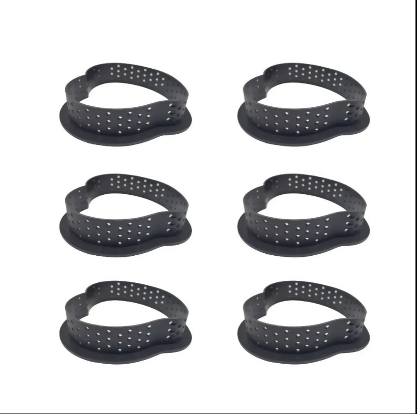 Anygleam Mousse Molder Set Black Heart Shape Cutter Perforated Ring Cake Baking Non Stick Equipment