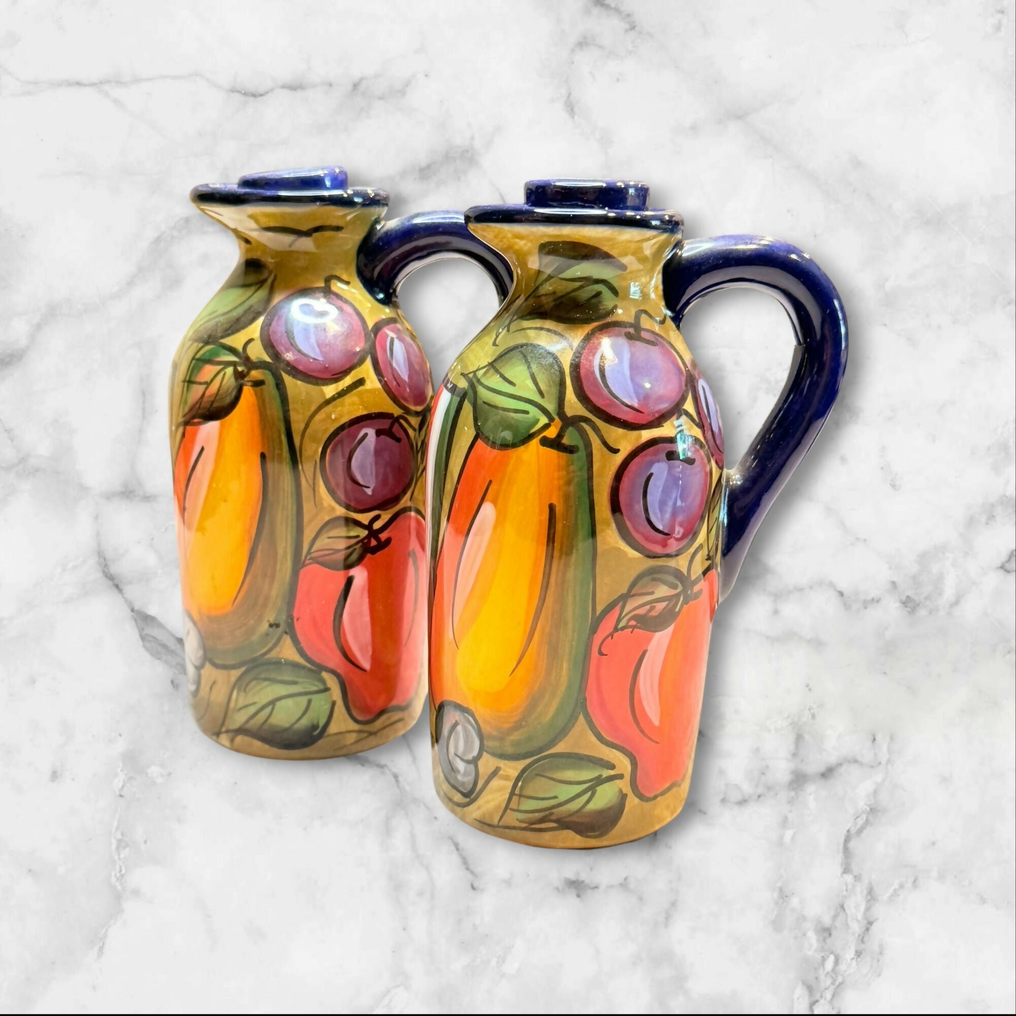 Bella Hogar Hand Painted Oil & Vinegar Set | Italy | Great Condition