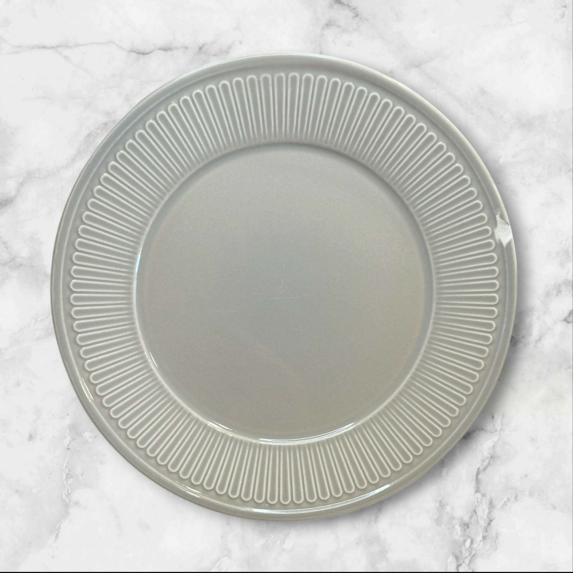 Over & Back Fluted Rim Stoneware Dinner Plates | Set of 4 | Good Condition