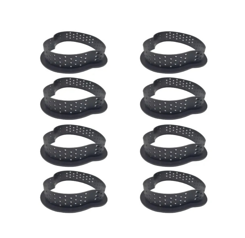Anygleam Mousse Molder Set Black Heart Shape Cutter Perforated Ring Cake Baking Non Stick Equipment