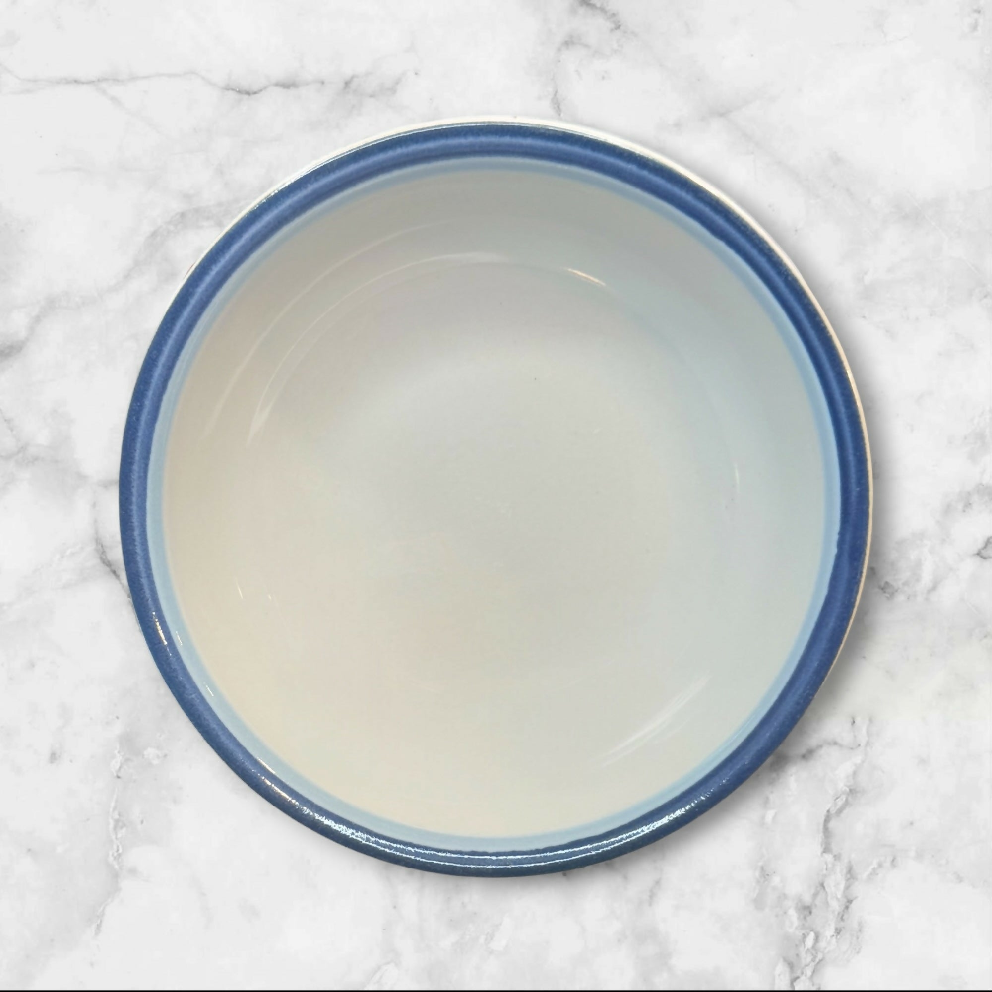 Pfaltzgraff Sky Soup Cereal Bowls Set of 3 Blue Rim Stoneware Excellent