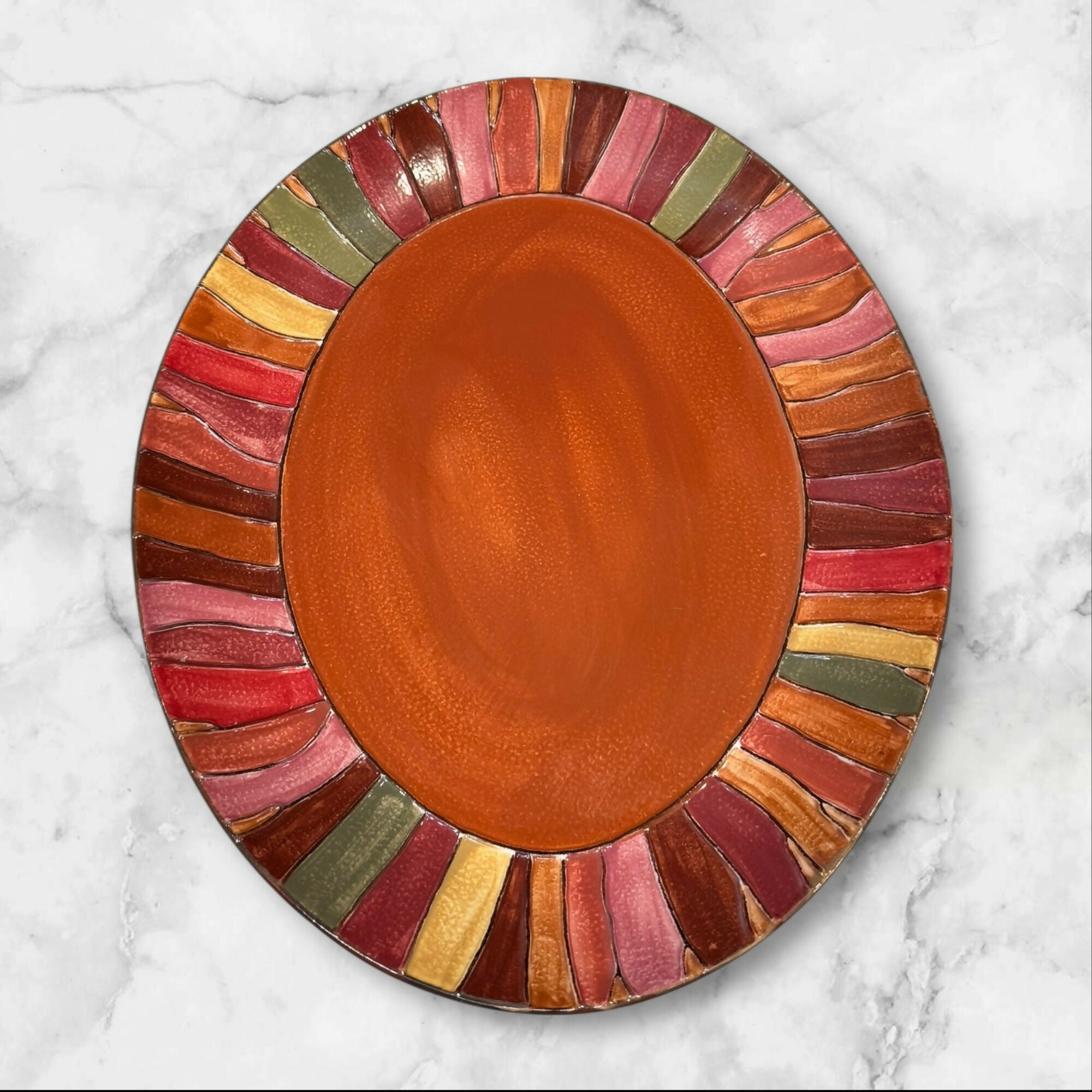 Pier 1 Wavy Stripe Oval Serving Platter | 16” x 13” | Excellent Condition