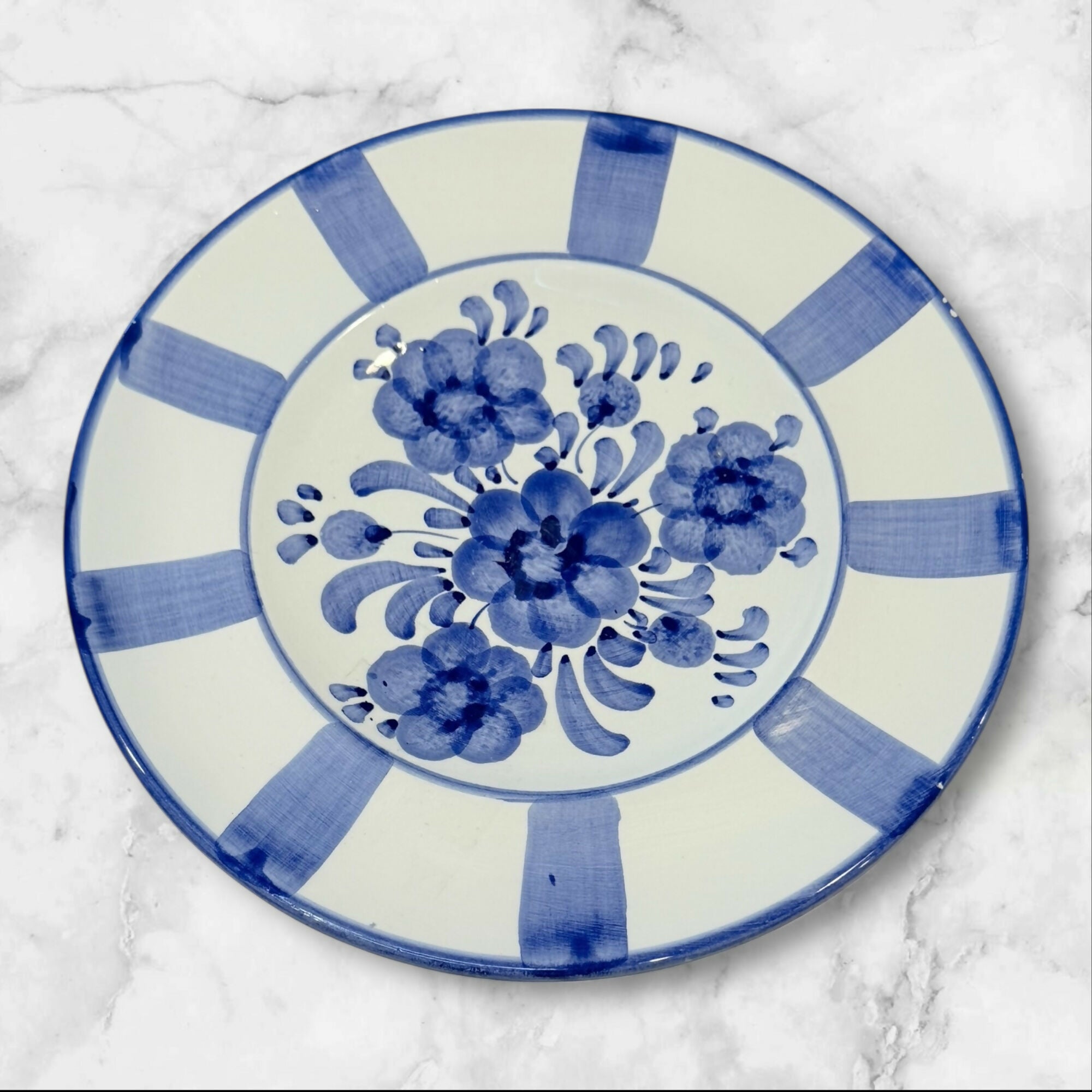 Pizzato Blue Floral Dinner Plates 8.5 Inch | Set of 3 | Used
