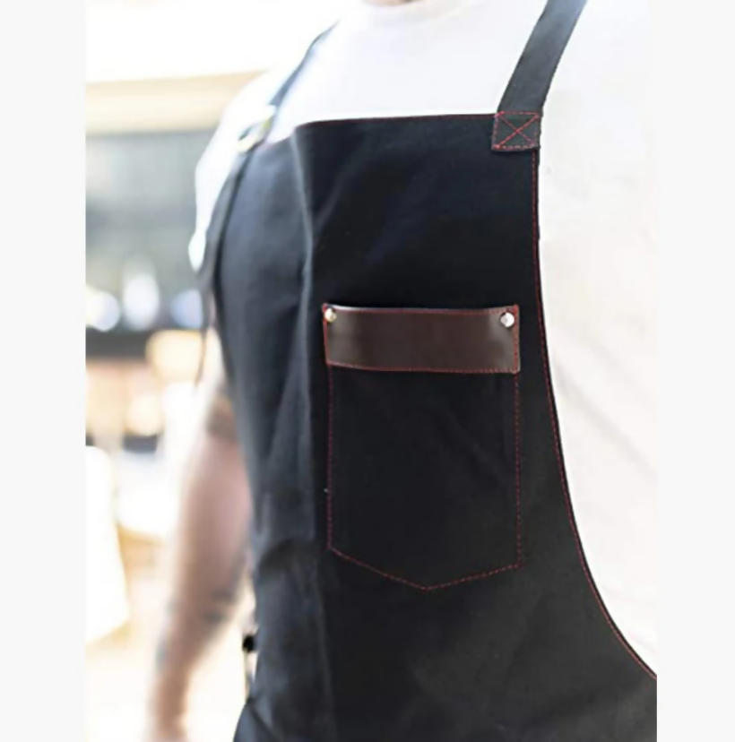 Anypron Black Canvas Apron Waterproof Oilproof Chef Waiter Workwear