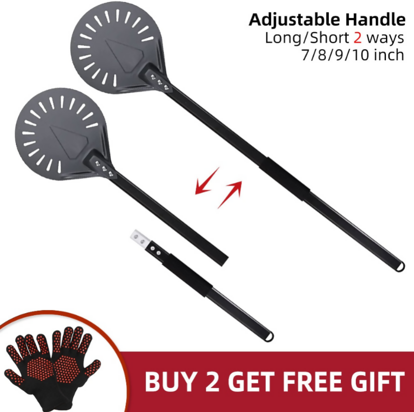 Anygleam Pizza Shovel 98cm Dark Grey for Perforated Peel with Metal Handle Oven Turning Baking Accessory