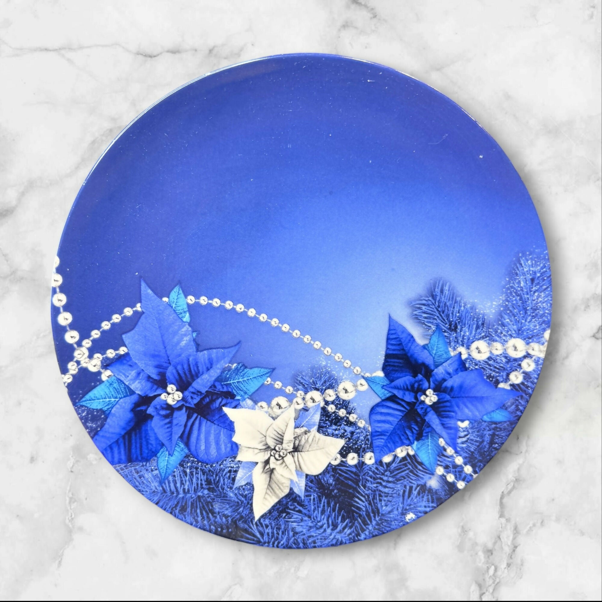 Blue Poinsettia Dinner Plates | Set of 4 | Great Condition