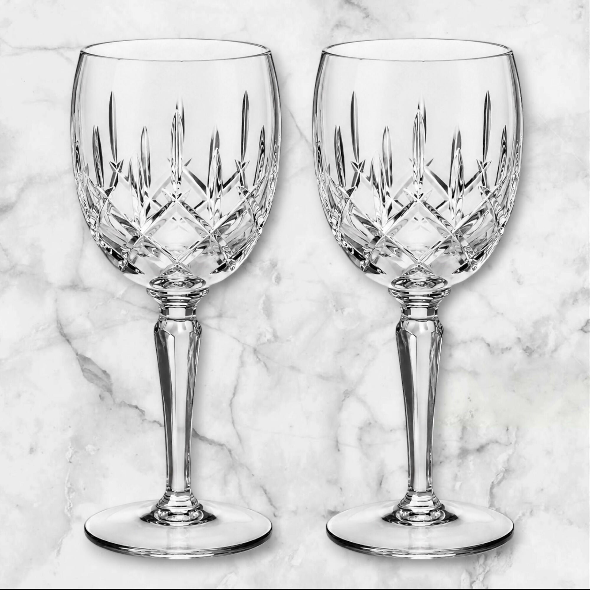 Gorham Crystal Lady Anne Water Goblets | Set of 2 | West Germany Crystal
