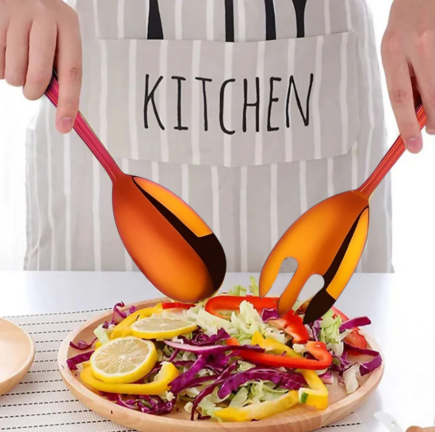 Anygleam Red Giant Spoon & Fork Set – 2-Piece Stainless Steel