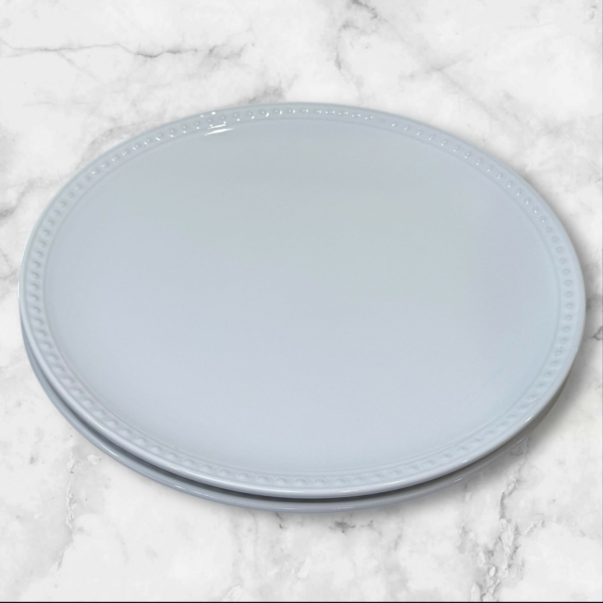 Primagera White Beaded Dinner Plates | Set of 2 | Excellent Condition