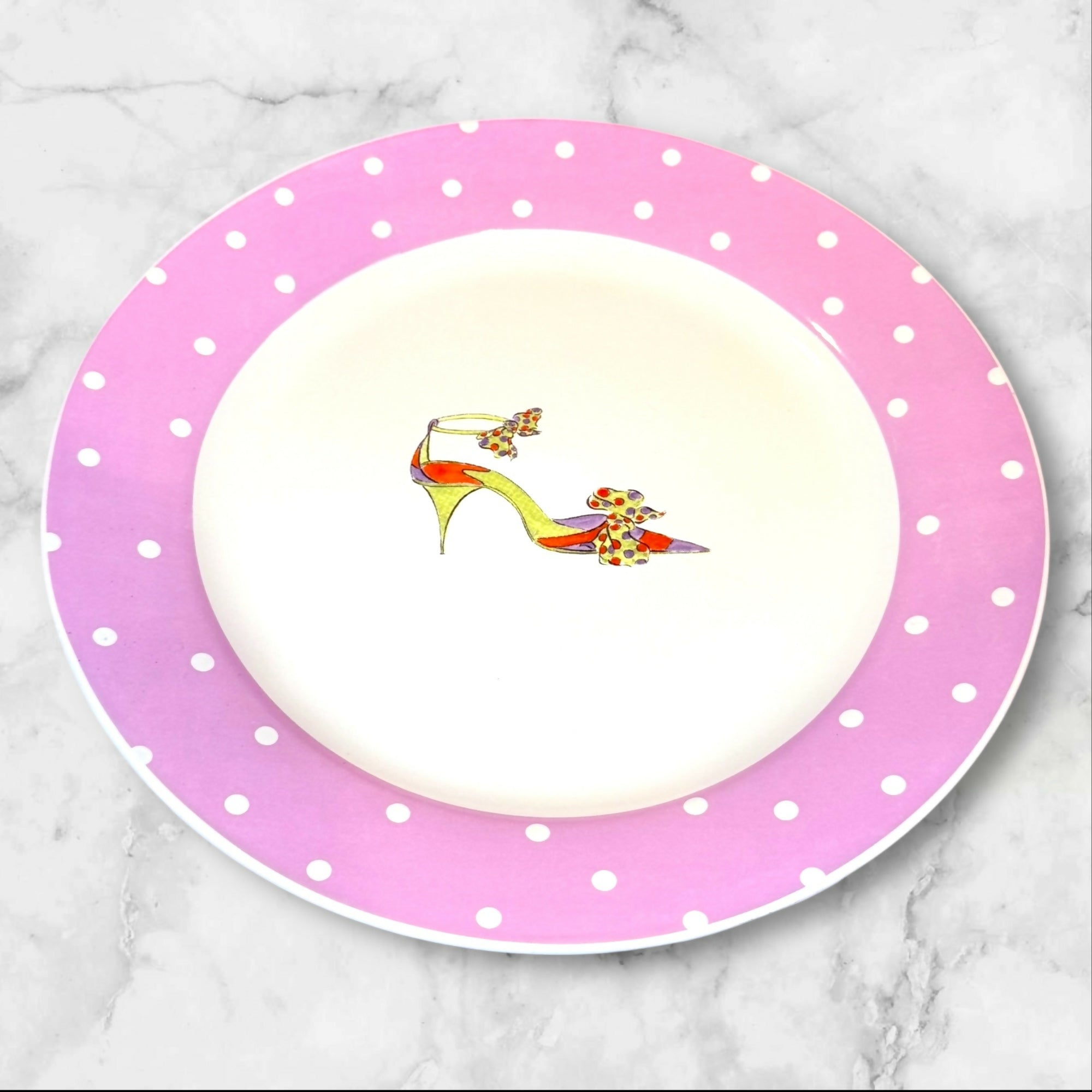 Rosanna Designer Shoe Dinner Plates Polka Dot Set of 4 | 10.5” | Great Cond.