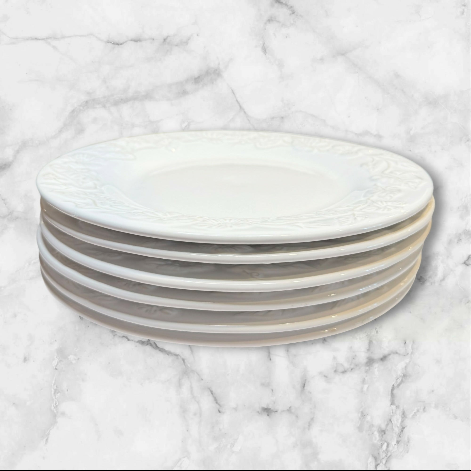 Made in Portugal Embossed Floral Dinner Plates Set of 6 | Great Condition