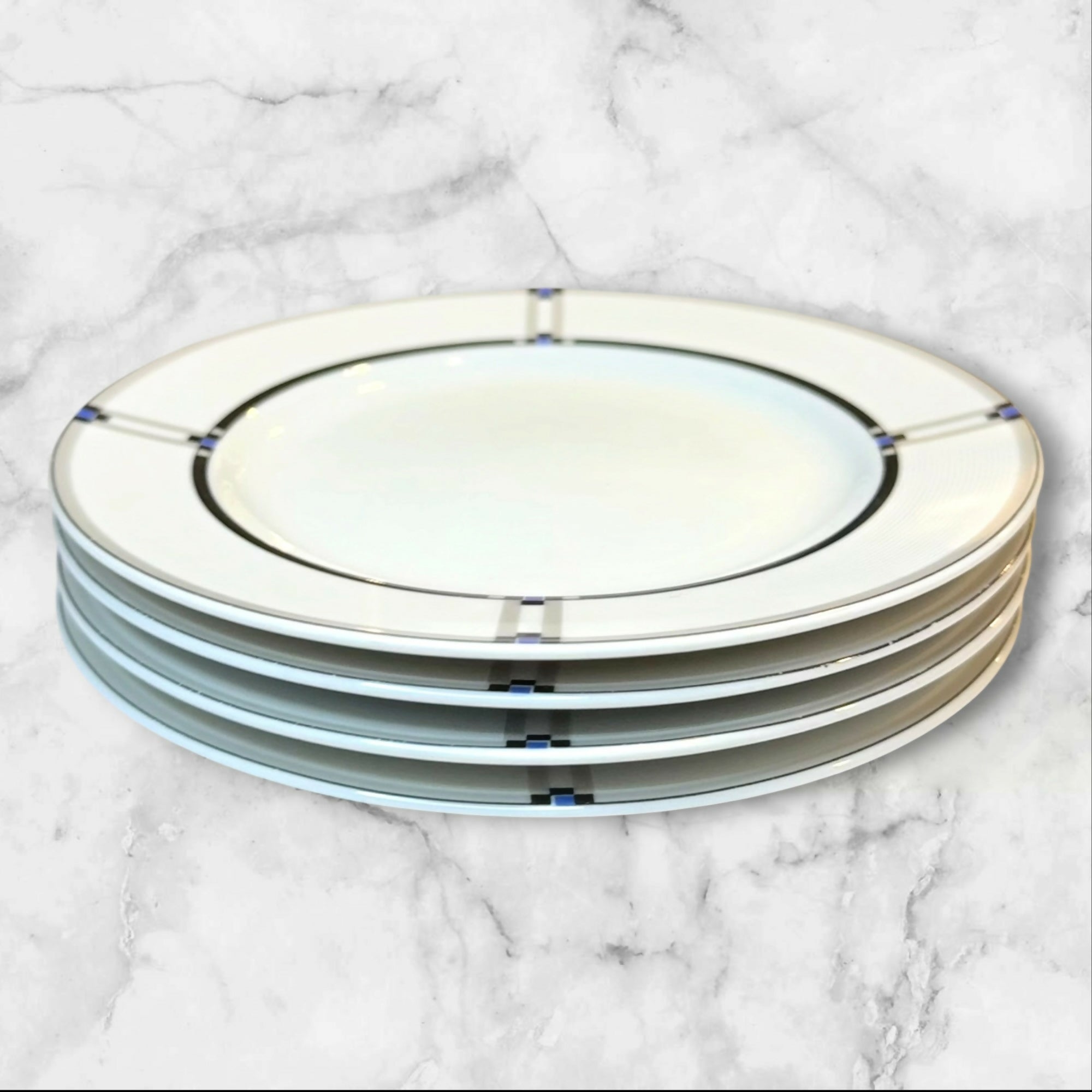 Studio Nova Tangent Black Blue Salad Plates | Set of 4 | Excellent Condition
