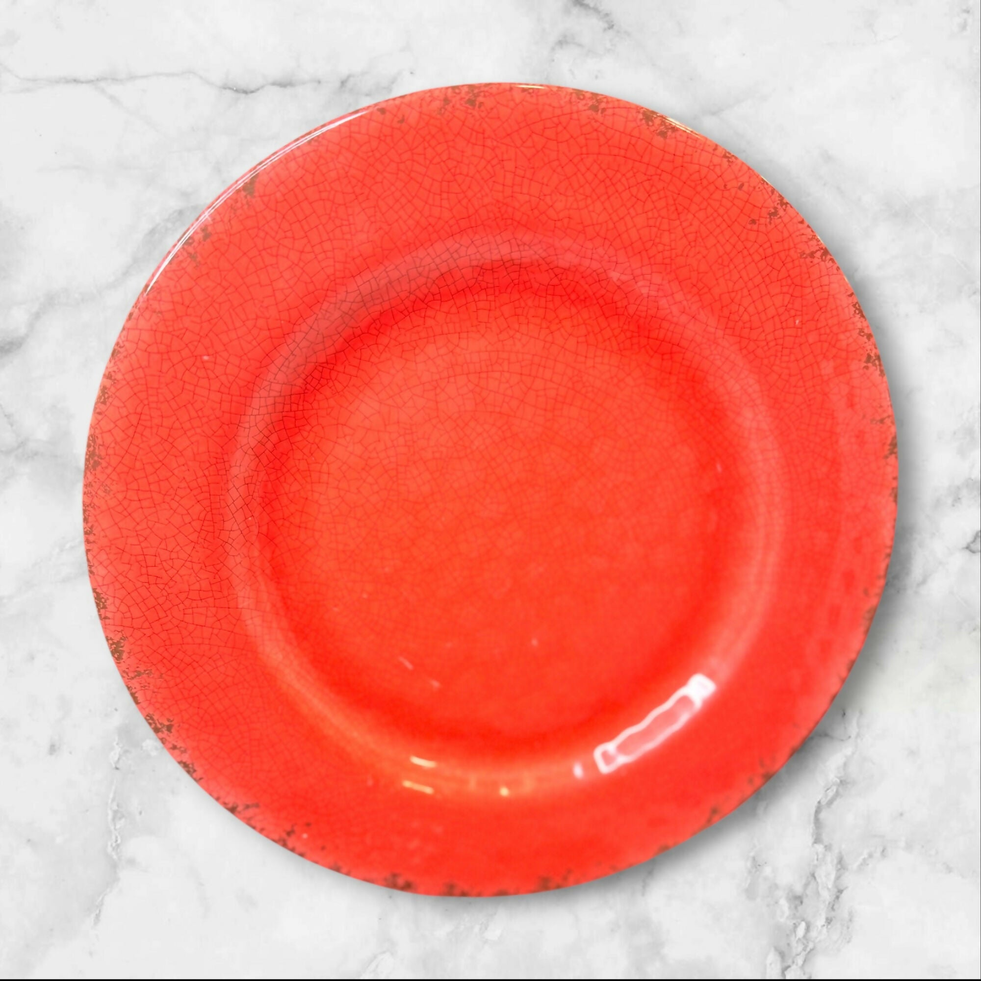 Coral Crackle Melamine Dinnerware Set | 8 Pieces | Decent Condition